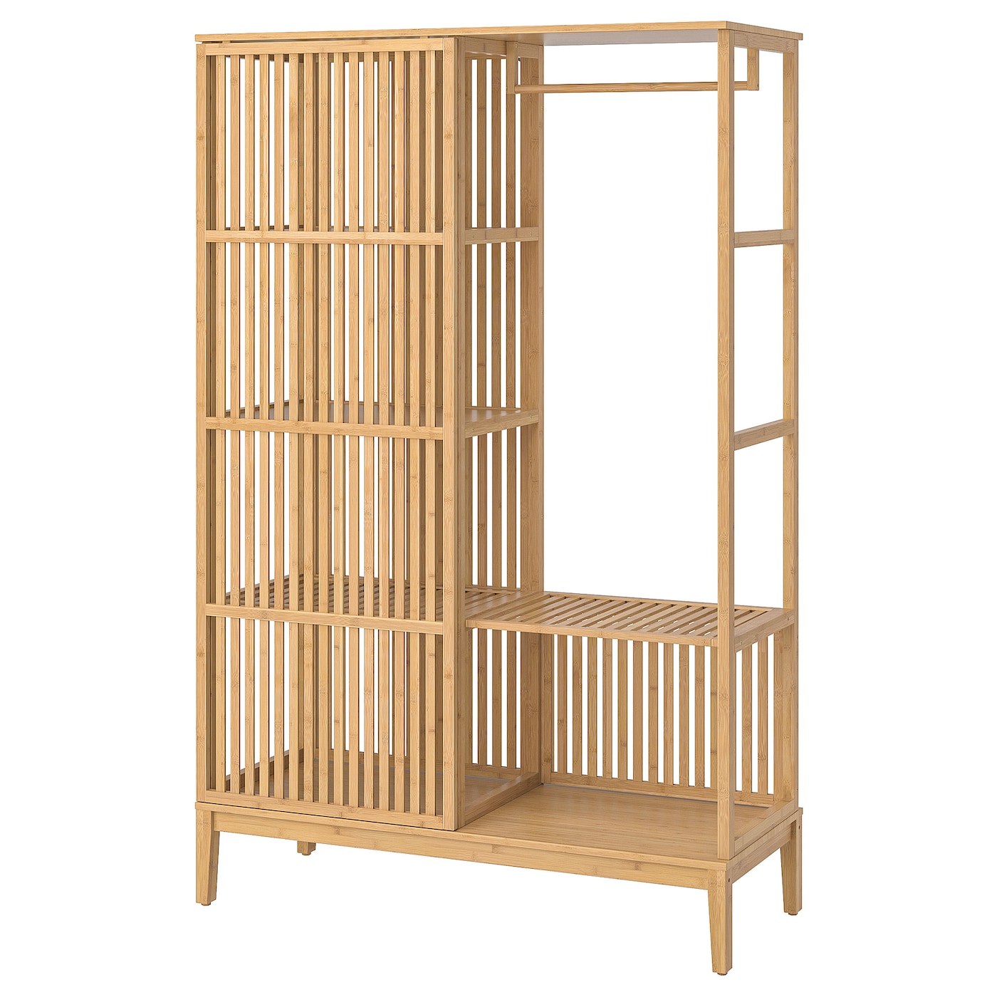 IKEA NORDKISA szafa otwarta z przesuw drzwiami, bambus, 120x186 cm