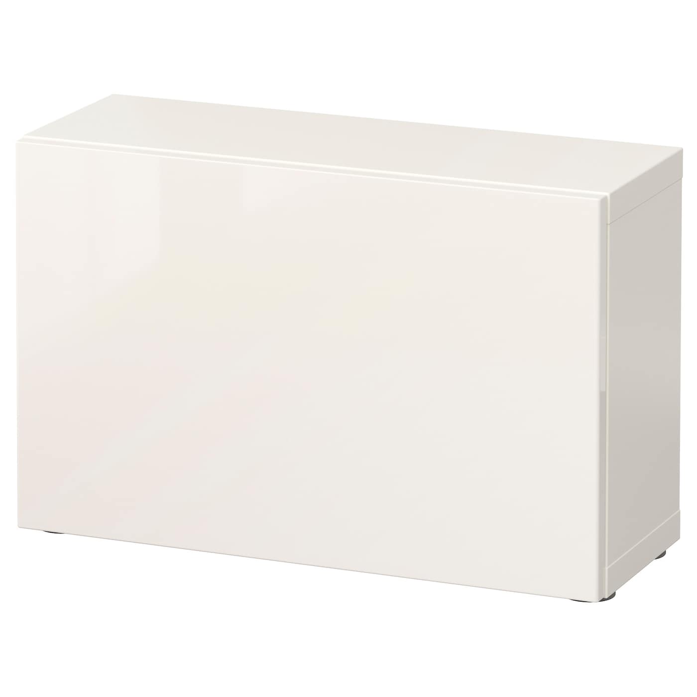 IKEA BESTÅ szafka z drzwiczkami, biały/Selsviken połysk/biel, 60x22x38 cm
