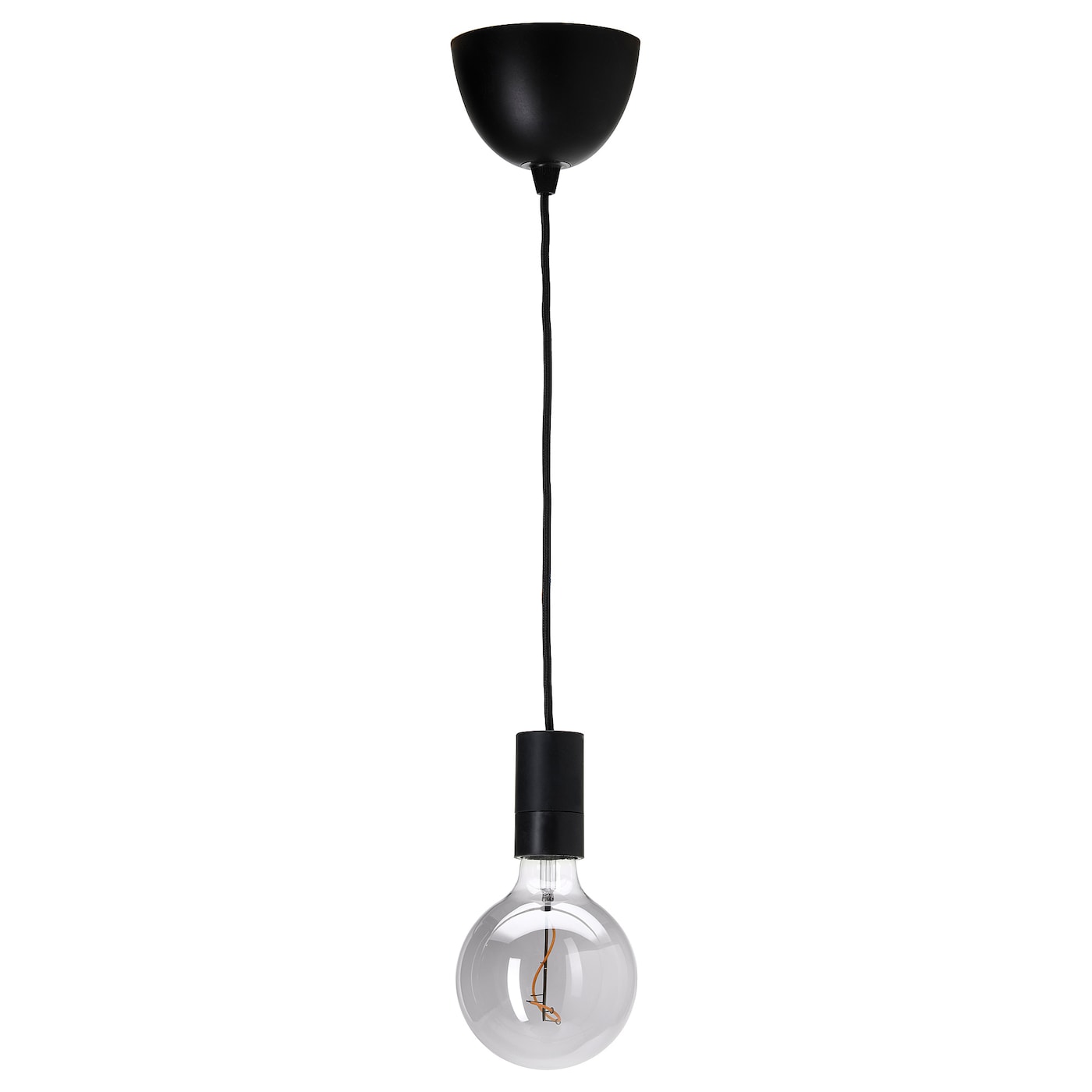 IKEA SUNNEBY / MOLNART lampa wisząca, czarny/kula szare szkło przezroczyste, 125 mm