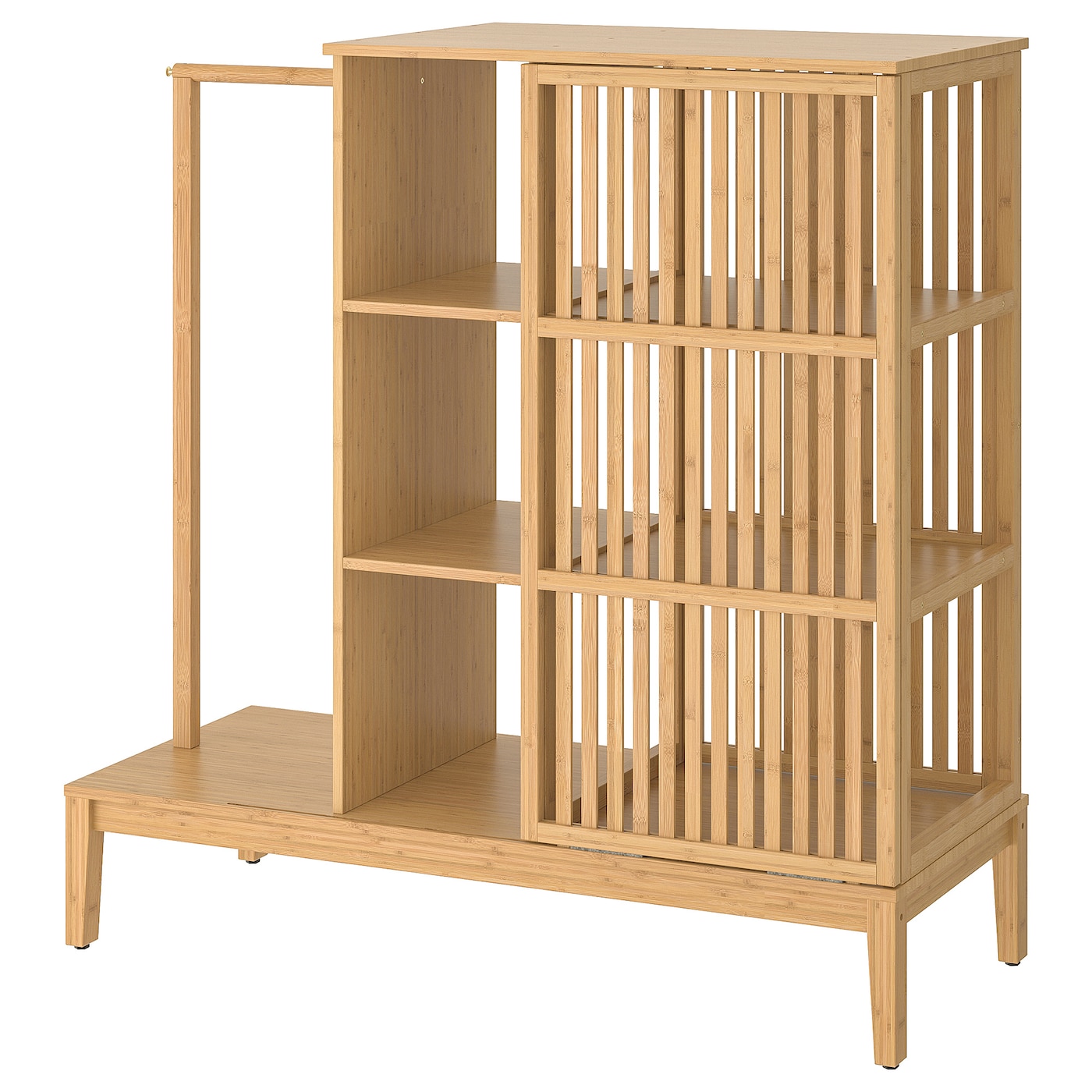 IKEA NORDKISA szafa otwarta z przesuw drzwiami, bambus, 120x123 cm