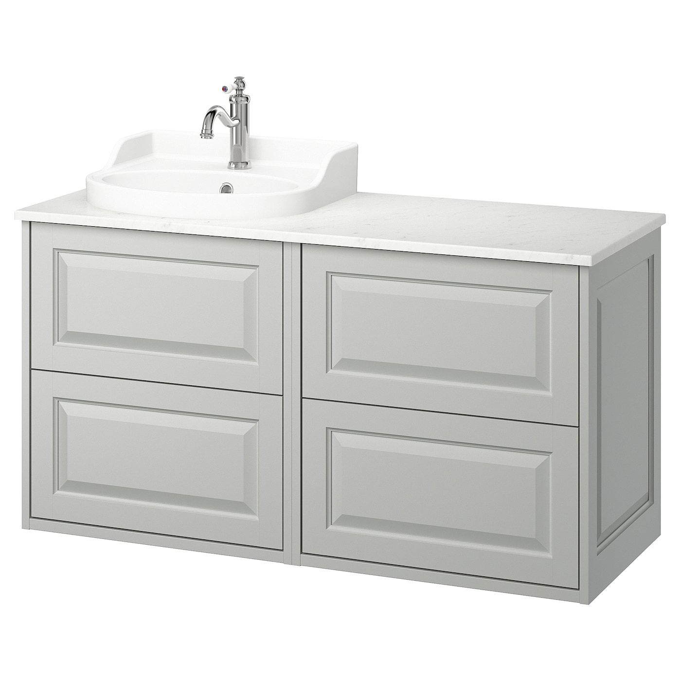 IKEA TÄNNFORSEN / RUTSJÖN szafka pod umyw/umywalka/bateria, jasnoszary, 122x49x76 cm