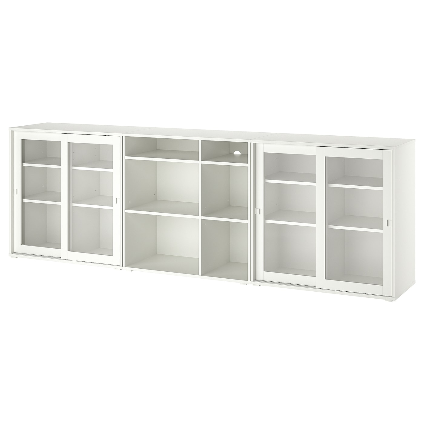 IKEA VIHALS regał/szklane drzwi, biały/szkło bezbarwne, 285x37x90 cm
