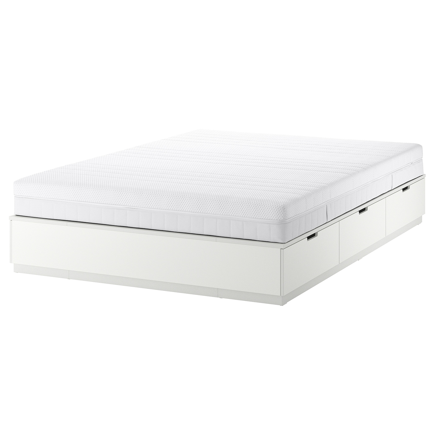 IKEA NORDLI rama łóżka z pojemnik i materacem, biały, 140x200 cm