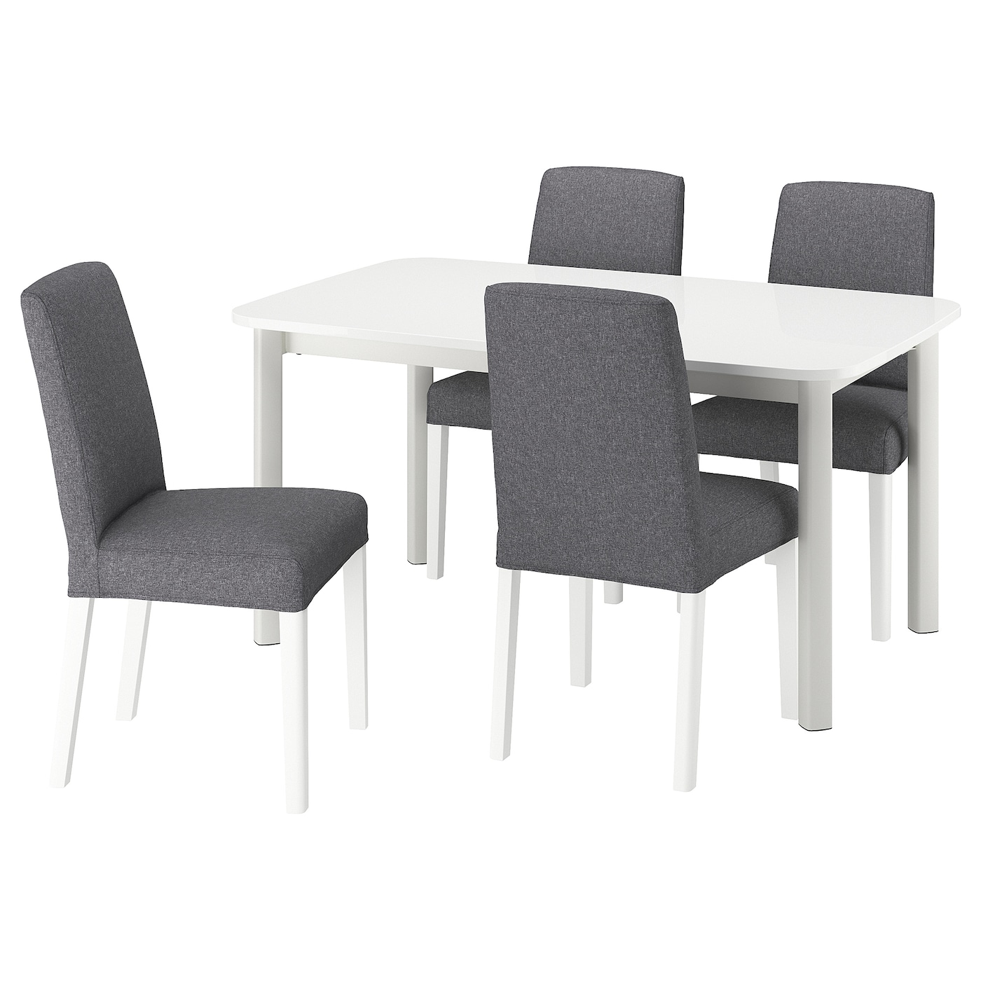 IKEA STRANDTORP / BERGMUND stół i 4 krzesła, biały/Gunnared średni szary biały, 150/205/260 cm