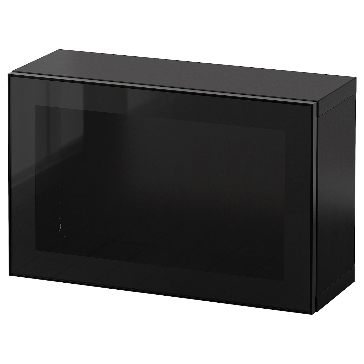 IKEA BESTÅ kombinacja szafek ściennych, czarnybrąz Glassvik/czarny szkło bezbarwne, 60x22x38 cm