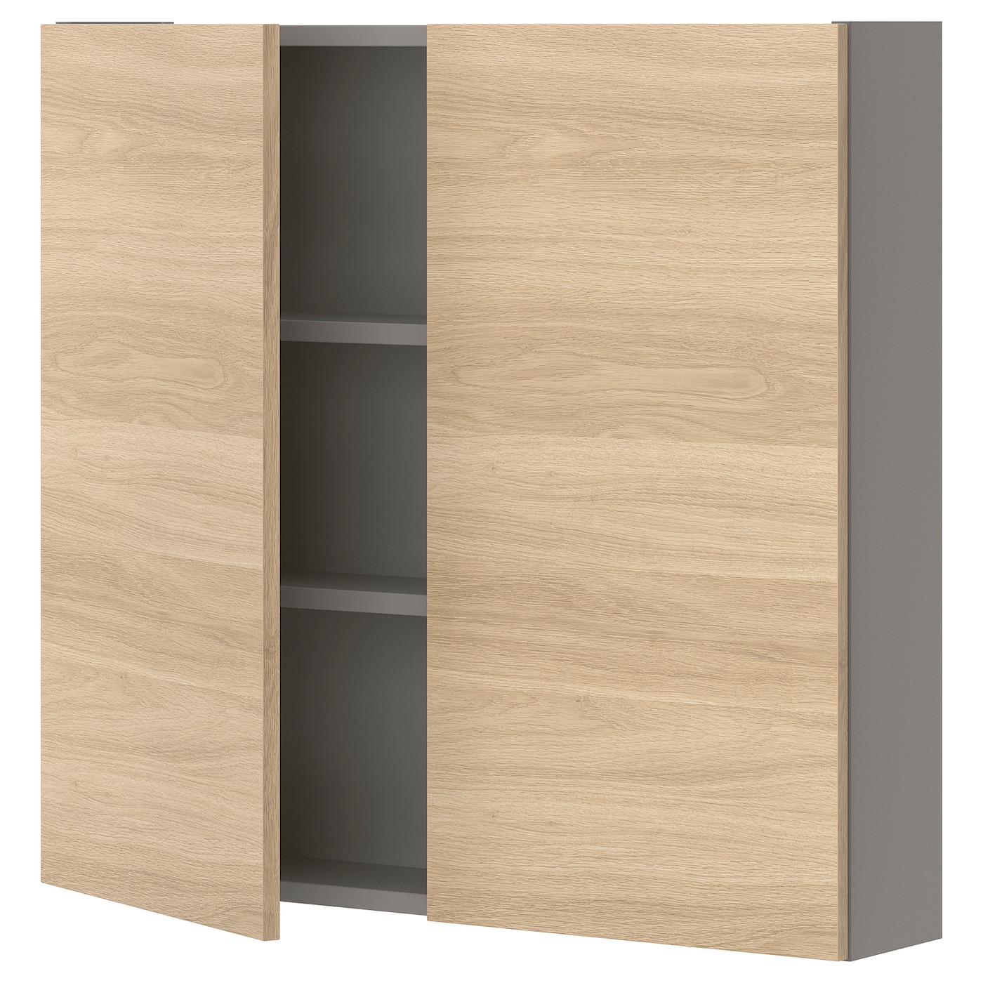 IKEA ENHET szafka wisząca 2 półki/drzwiczki, szary/imit. dębu, 80x17x75 cm