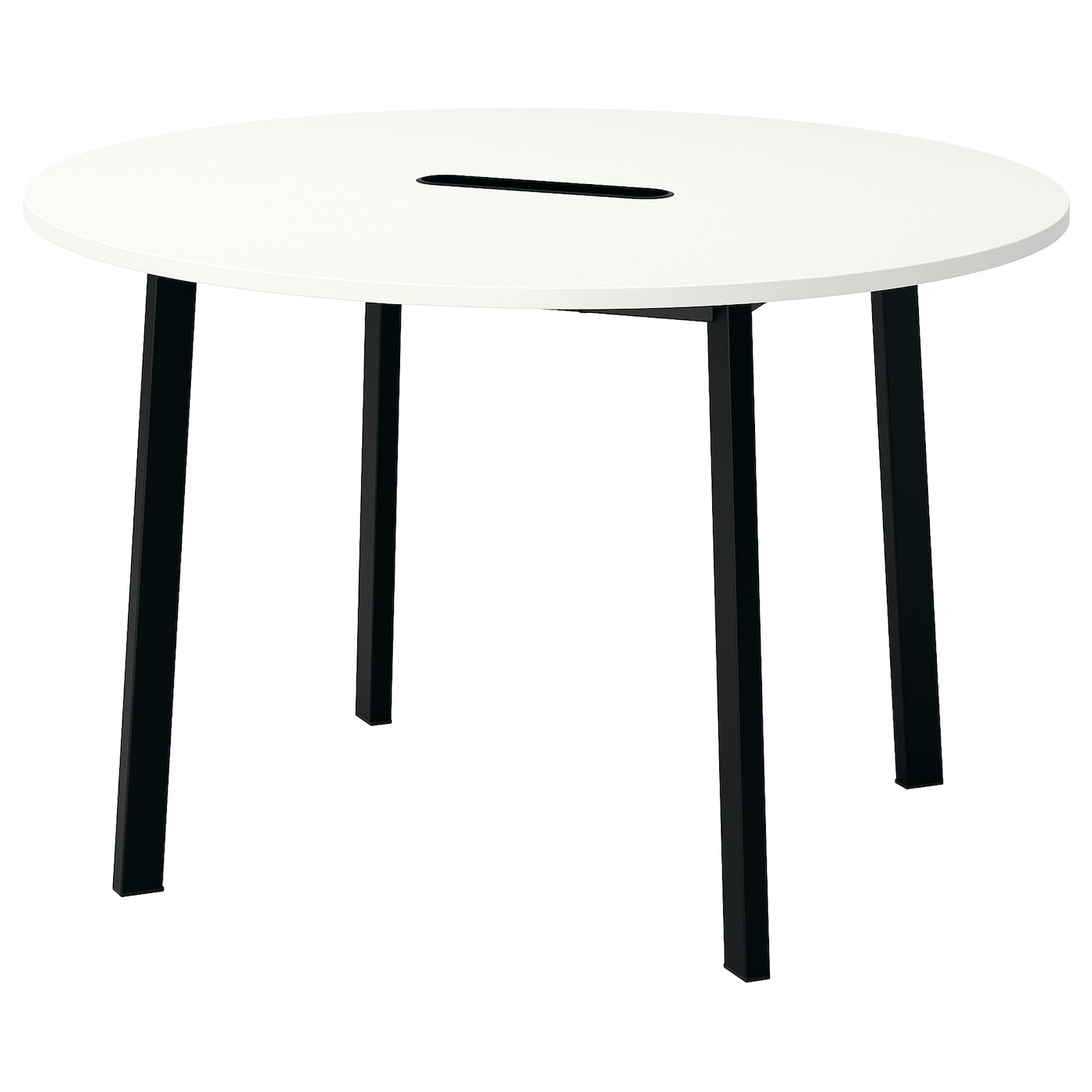 IKEA MITTZON stół konferencyjny, okrągły biały/czarny, 120x75 cm
