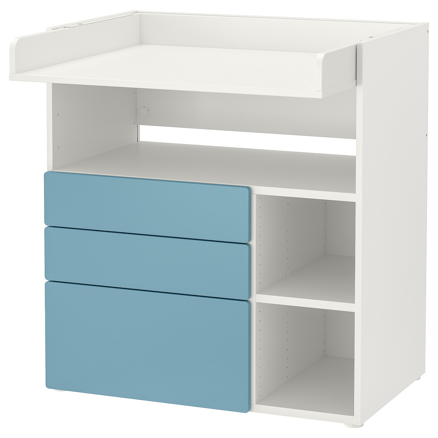 IKEA SMÅSTAD stół do przewijania, biały niebieski/z 3 szufladami, 90x79x100 cm