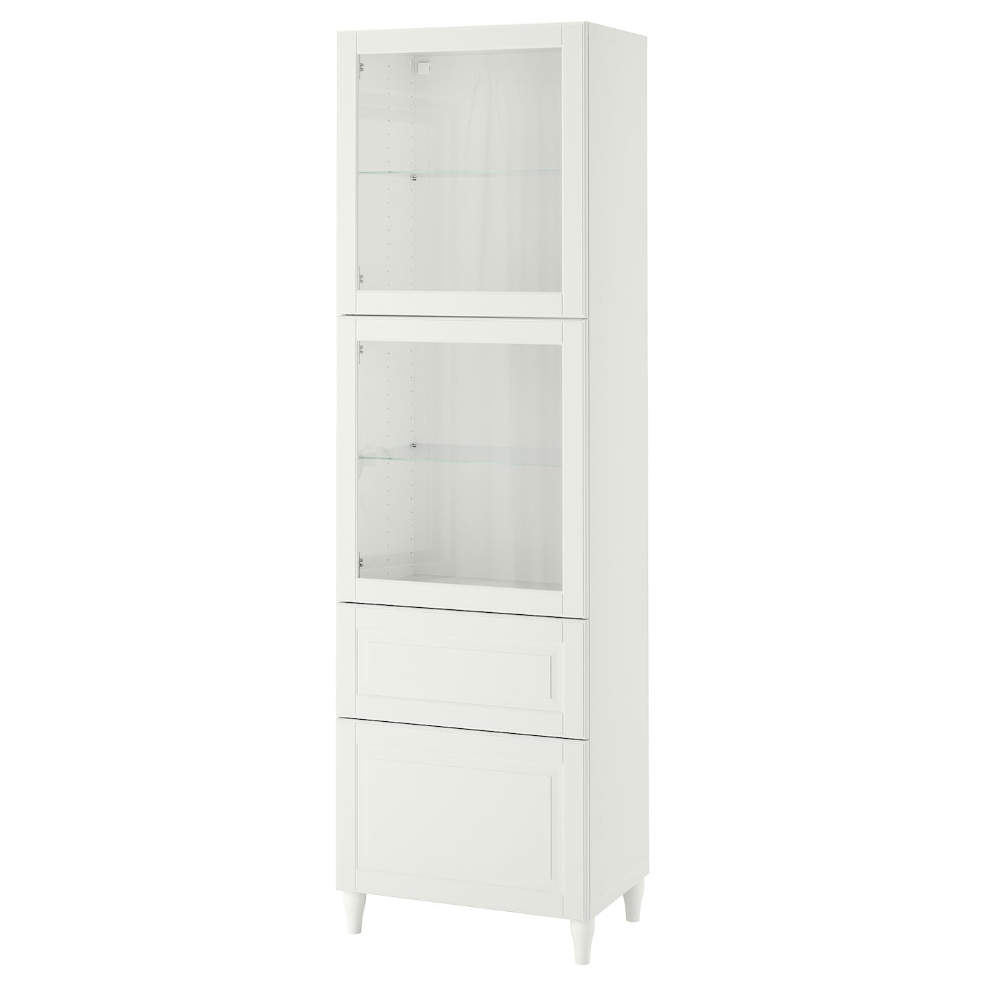 IKEA BESTÅ regał/szklane drzwi, biały Smeviken/Ostvik/Kabbarp białe szkło przezroczyste, 60x42x202 cm