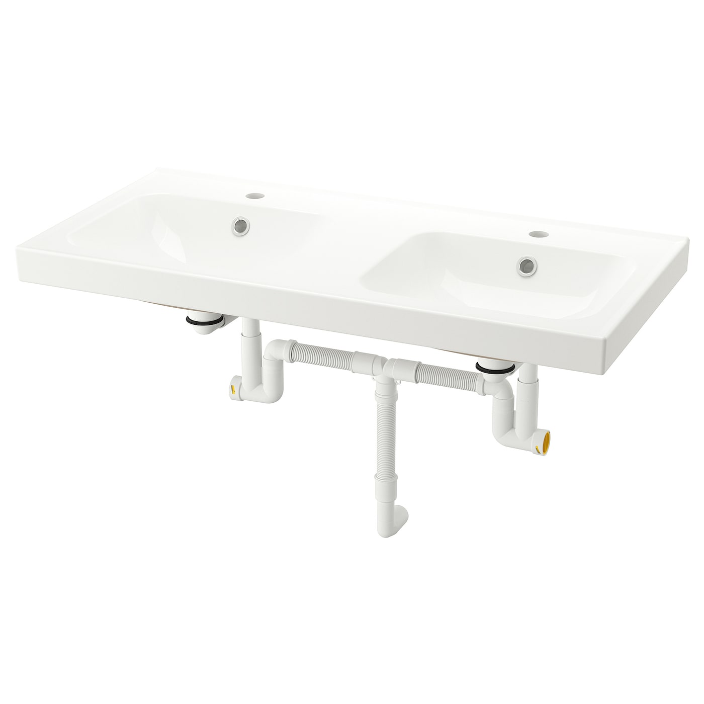 IKEA ORRSJÖN umywalka podwójna z syfonem, biały, 102x49 cm