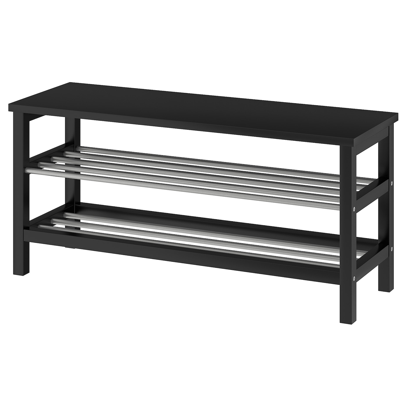IKEA TJUSIG Ławka z półkami na buty, czarny, 108x34x50 cm