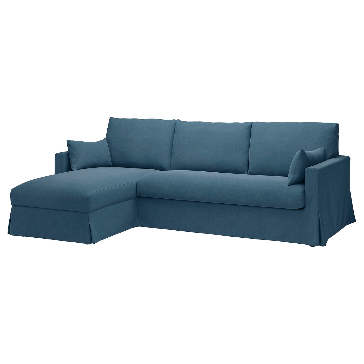 IKEA HYLTARP sofa 3o z szezlongiem, lewy, Tallmyra niebieski, Wysokość z poduchami oparcia: 91 cm