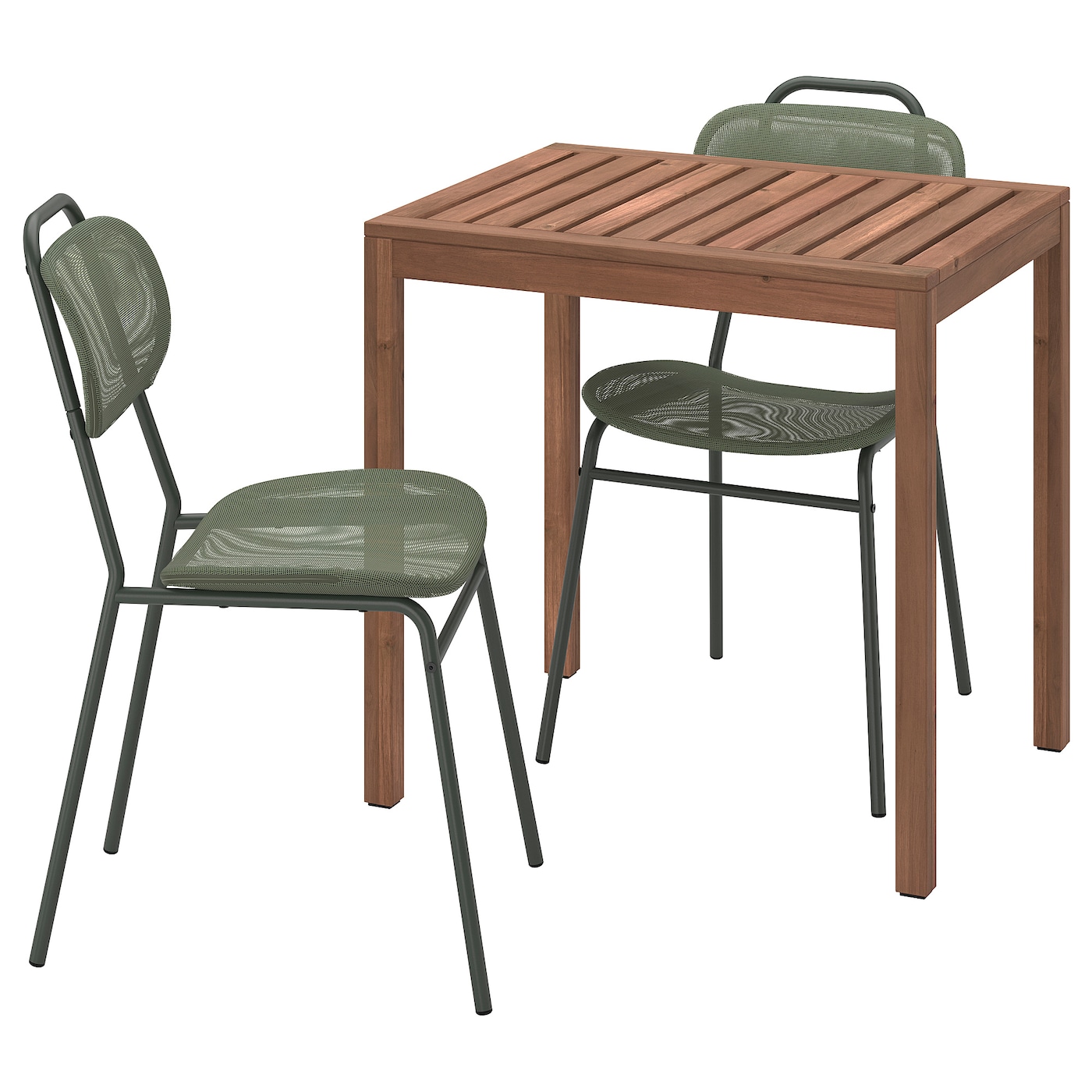 IKEA NÄMMARÖ / ENSHOLM stół i 2 krzesła, Nämmarö/Ensholm zewnętrzne bejca jasnobrązowa/zielony, 75 cm