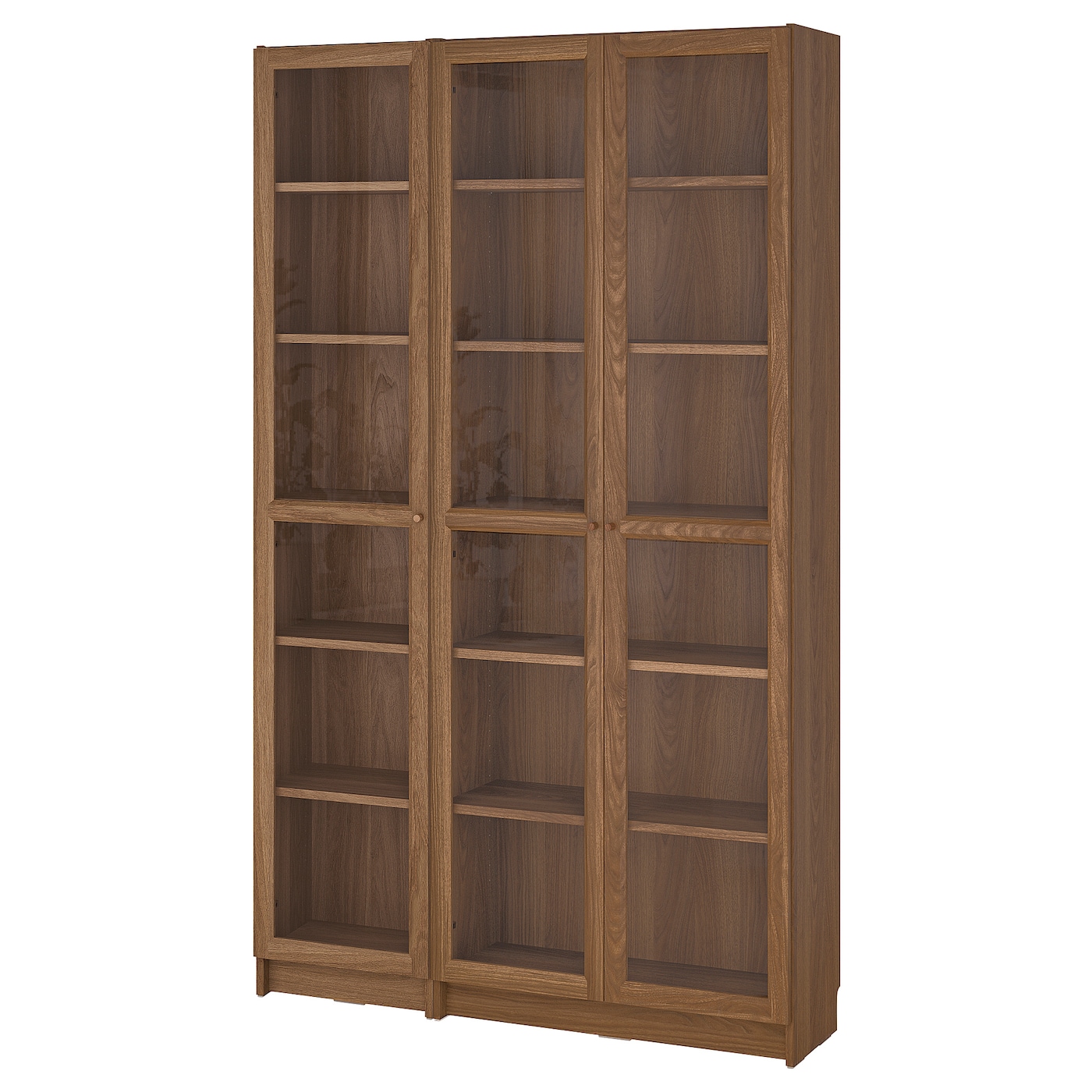 IKEA BILLY / OXBERG kombinacja regałowa szklane drzwi, brązowy orzech/szkło bezbarwne, 120x30x202 cm