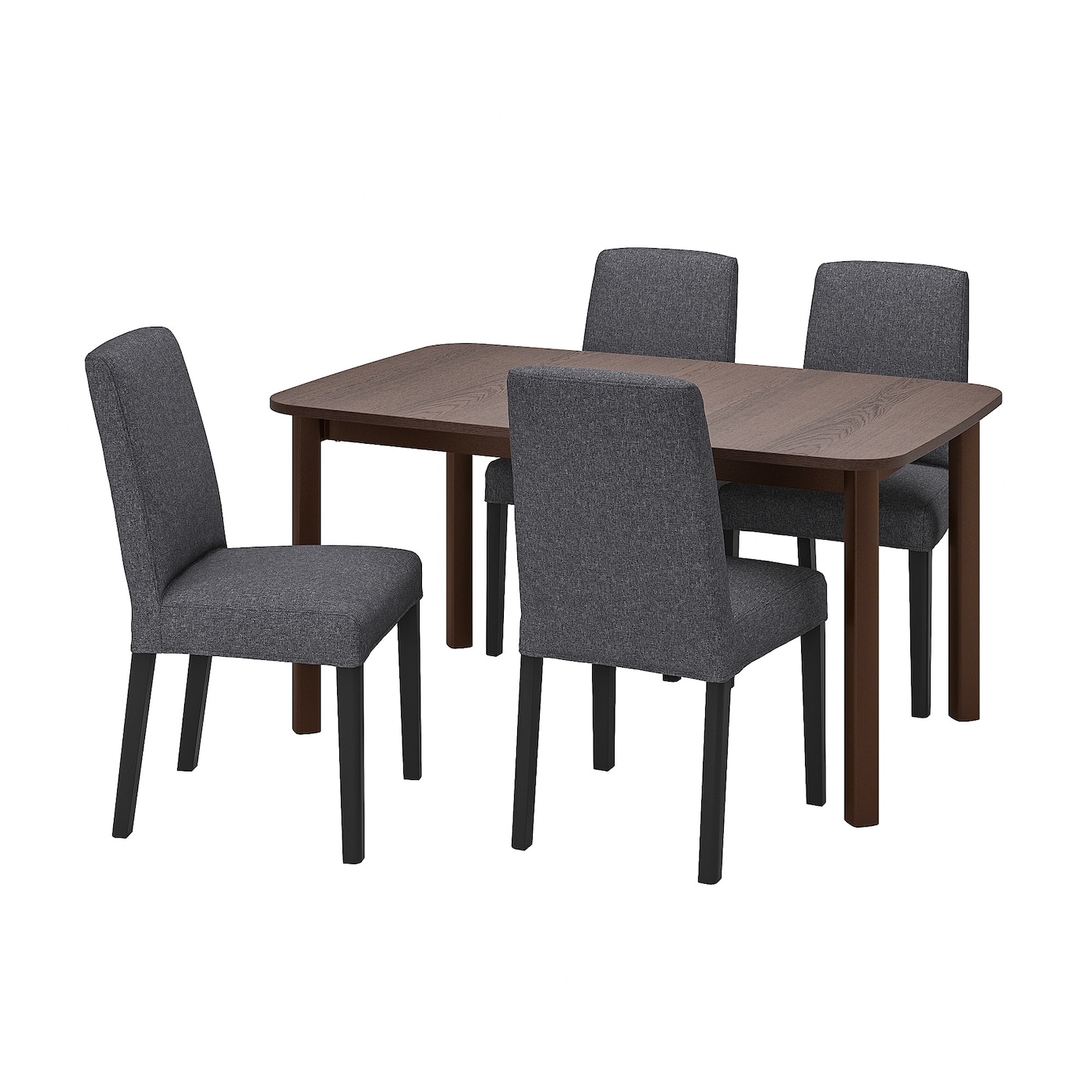 IKEA STRANDTORP / BERGMUND stół i 4 krzesła, brązowy/Gunnared średni szary, 150/205/260 cm