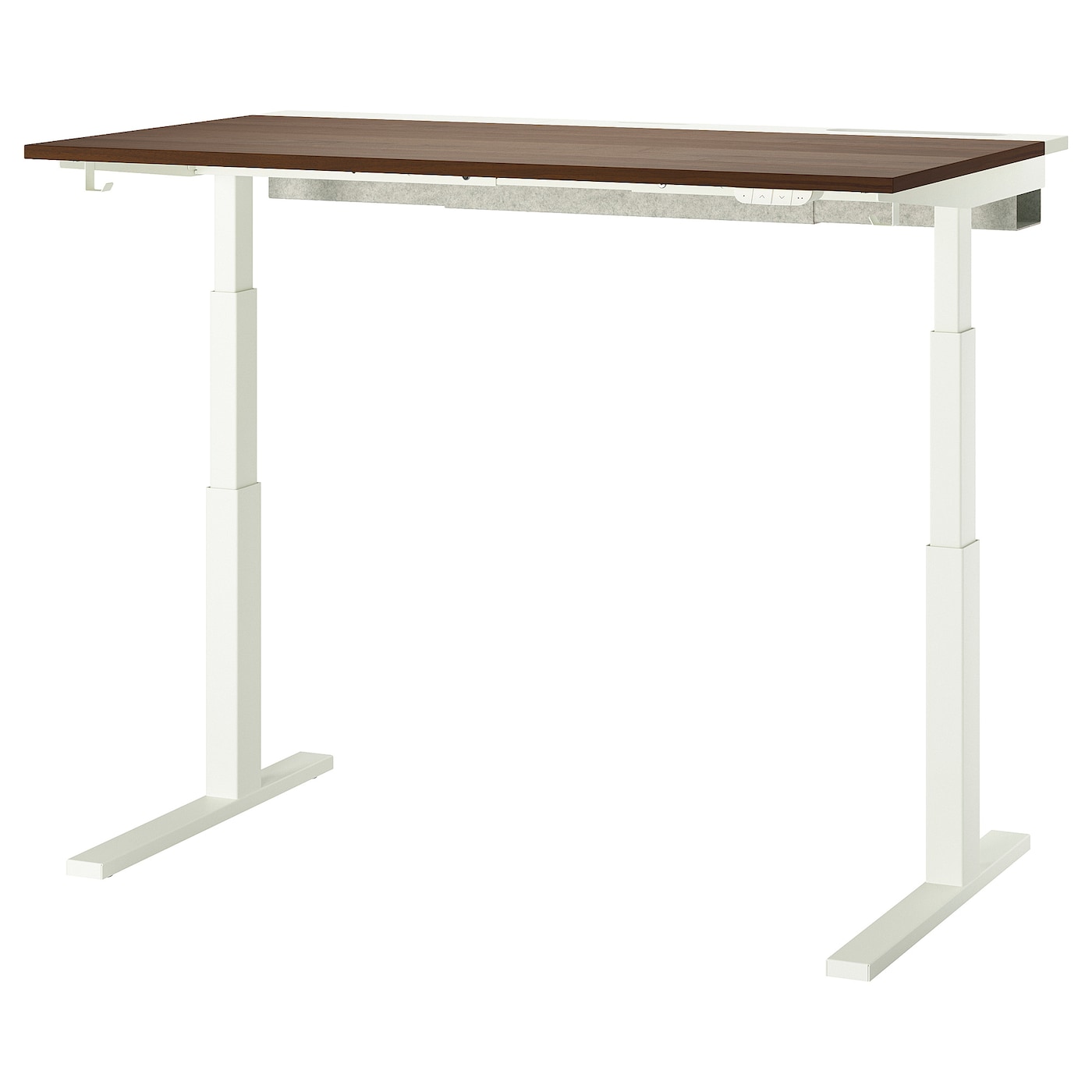 IKEA MITTZON biurko z regulacją wysokości, elektryczny okleina orzechowa/biały, 140x80 cm