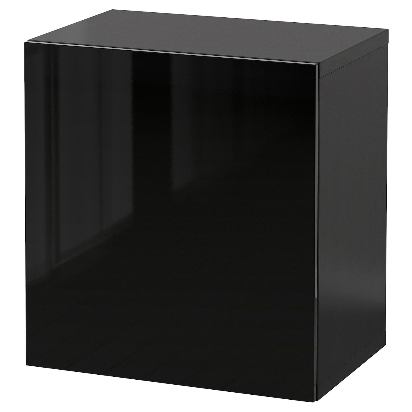 IKEA BESTÅ kombinacja szafek ściennych, połysk/czarny/Selsviken, 60x42x64 cm