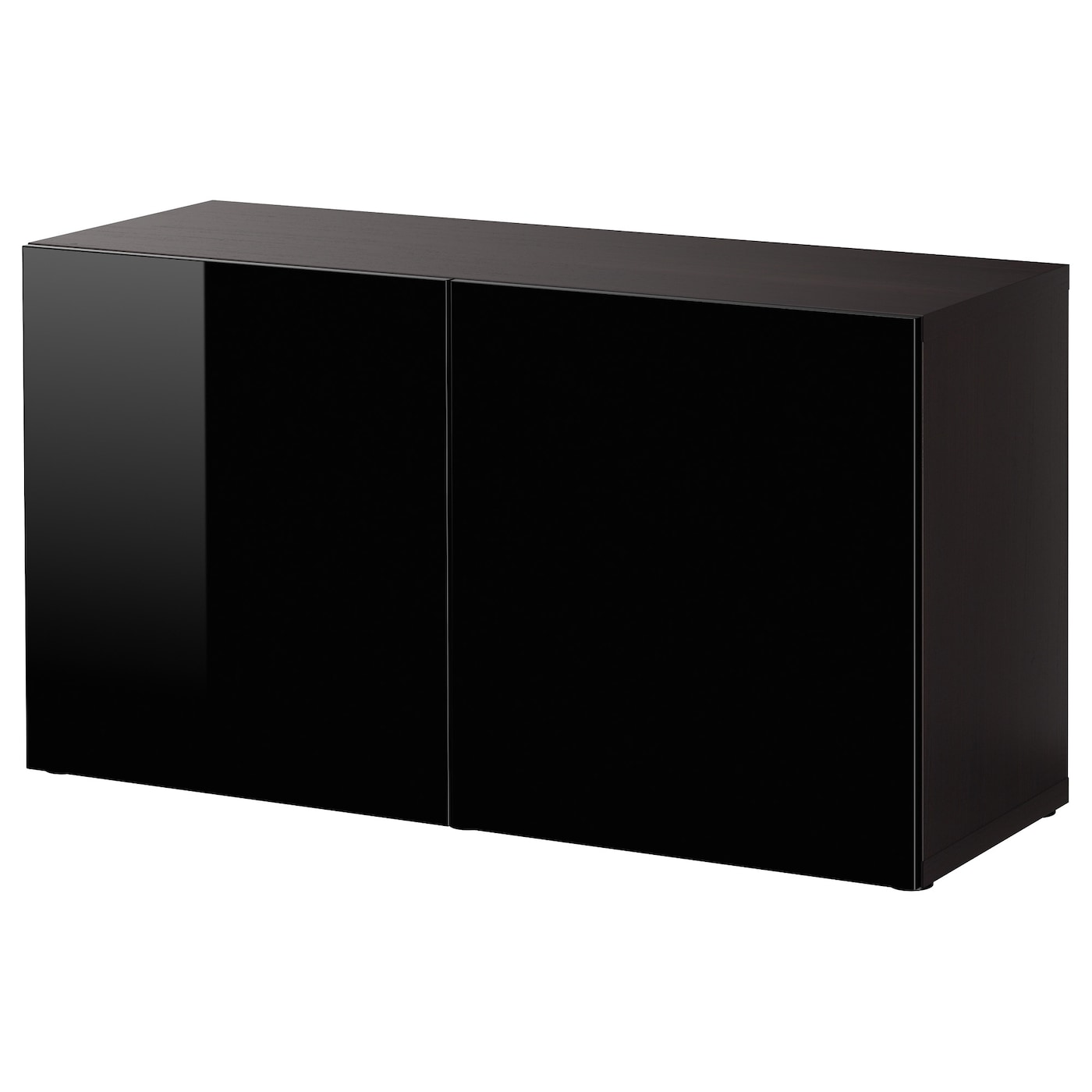 IKEA BESTÅ szafka z drzwiczkami, czarnybrąz/Selsviken połysk/czarny, 120x42x64 cm