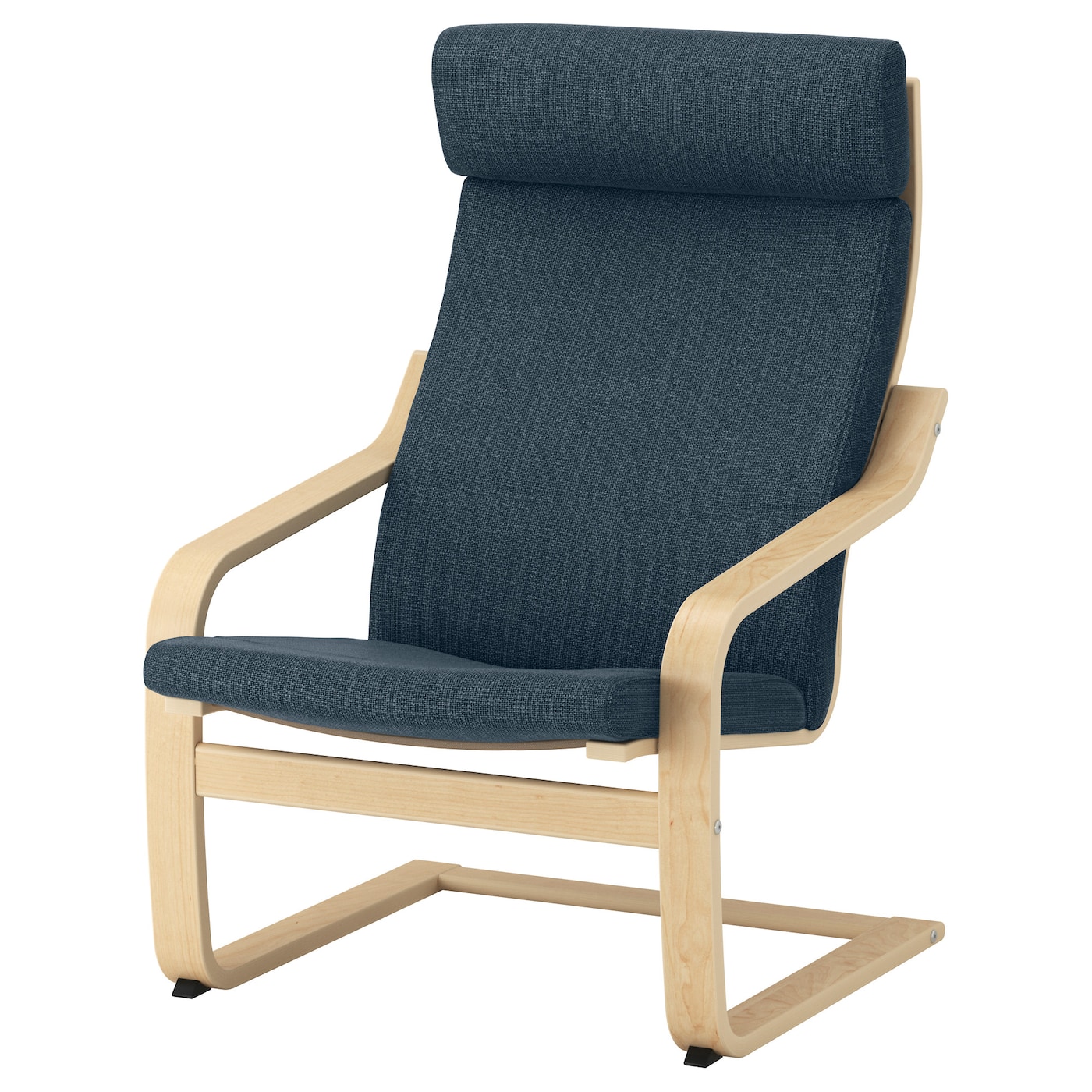 IKEA POÄNG fotel, okl brzoz/Hillared granatowy, Szerokość: 68 cm