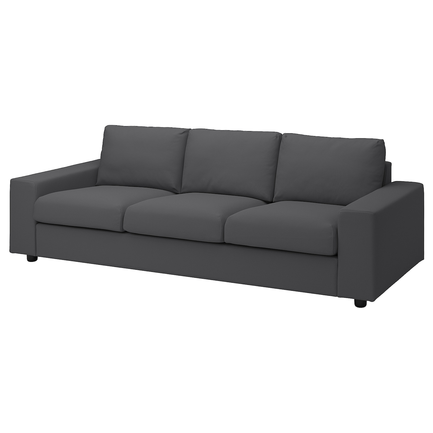 IKEA VIMLE sofa 3-osobowa, z szerokimi podłokietnikami/Hallarp szary, Wysokość z poduchami oparcia: 83 cm