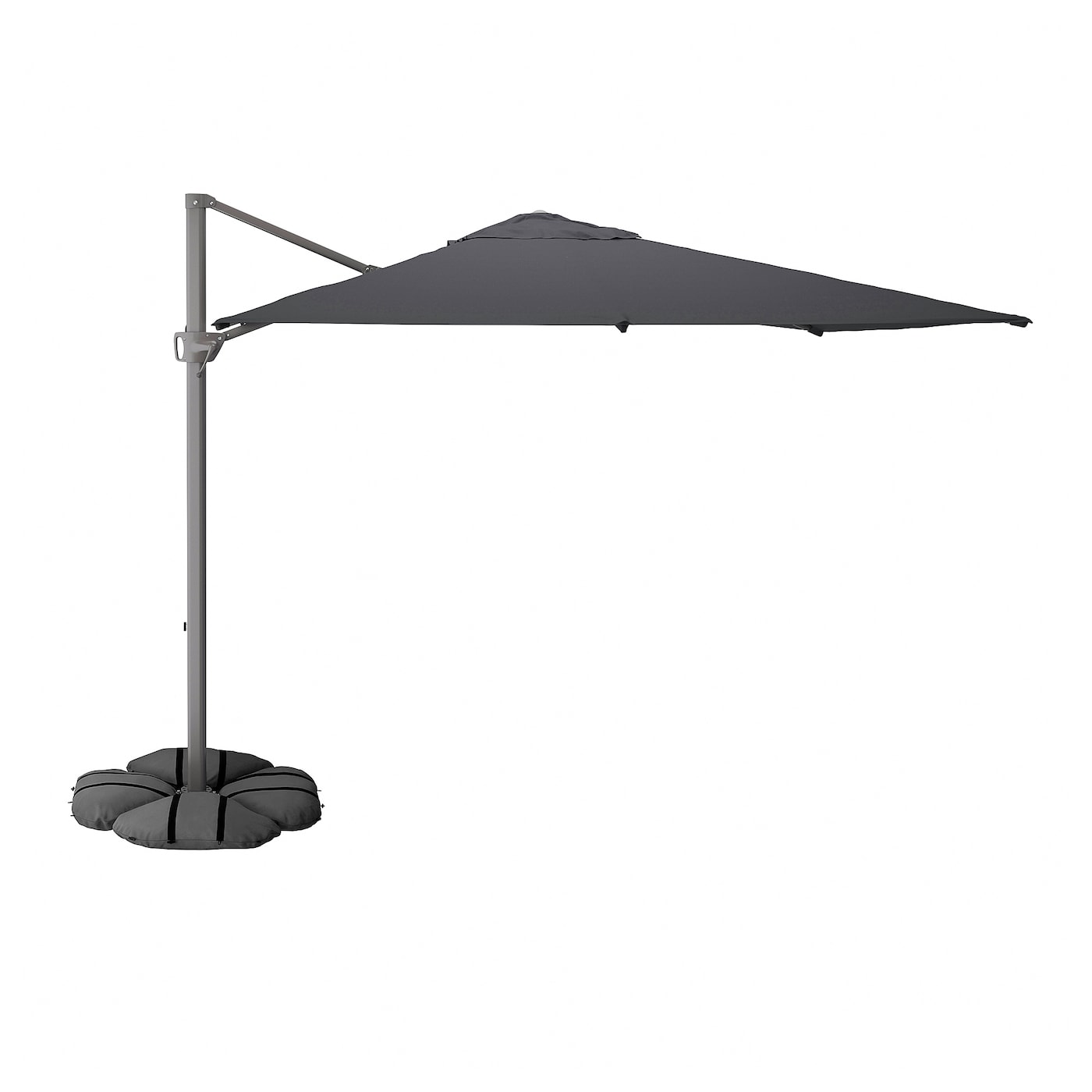 IKEA SEGLARÖ / IGGÖN parasol, wiszący z podstawą, antracyt/ciemnoszary, 330x240 cm