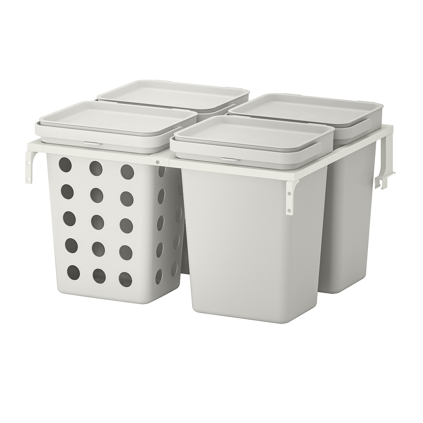 IKEA HÅLLBAR rozwiązanie sortowania śmieci, do szuflad kuchennych METOD wentylowane/jasnoszary, 40 l