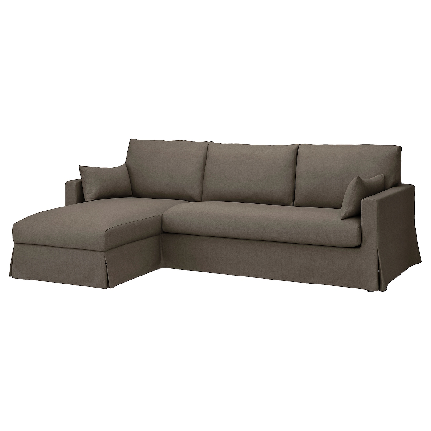 IKEA HYLTARP sofa 3o z szezlongiem, lewy, Gransel szarobrązowy, Wysokość z poduchami oparcia: 91 cm