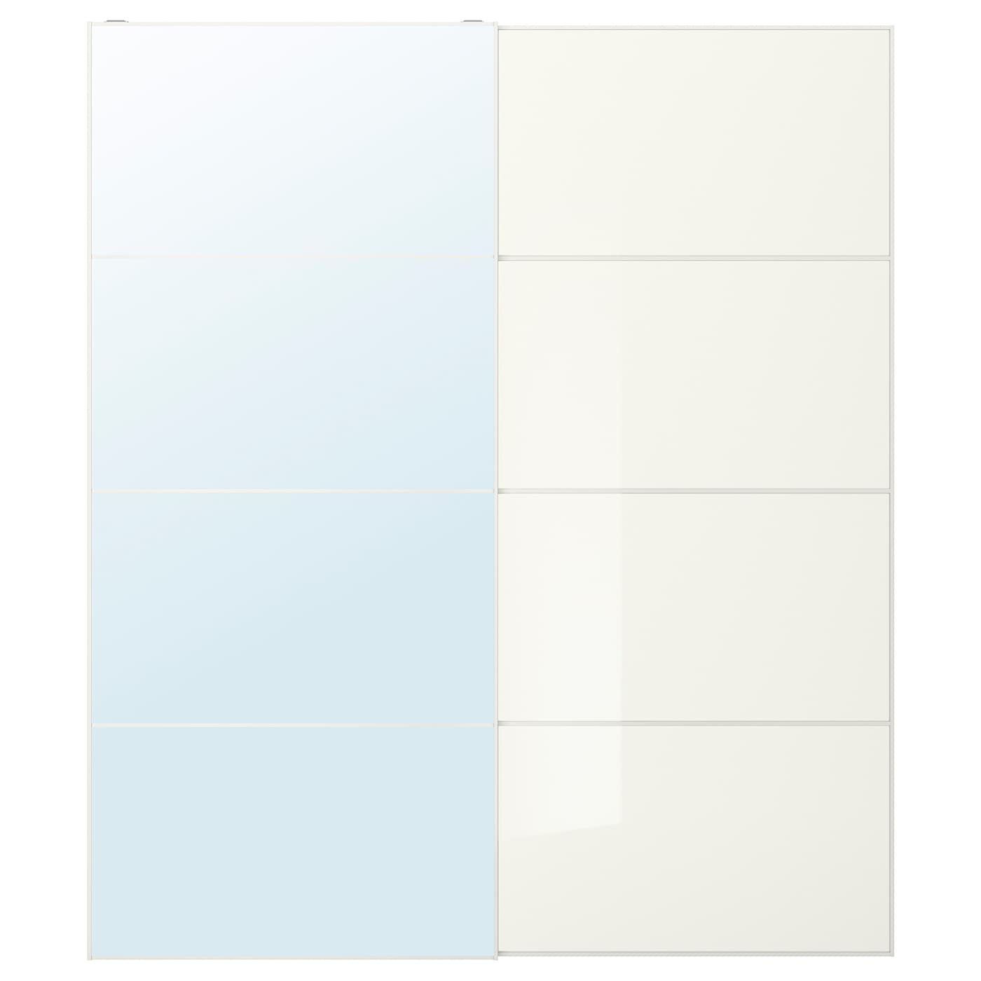 IKEA AULI / FÄRVIK Drzwi przesuwne, lustro/białe szkło, 200x236 cm