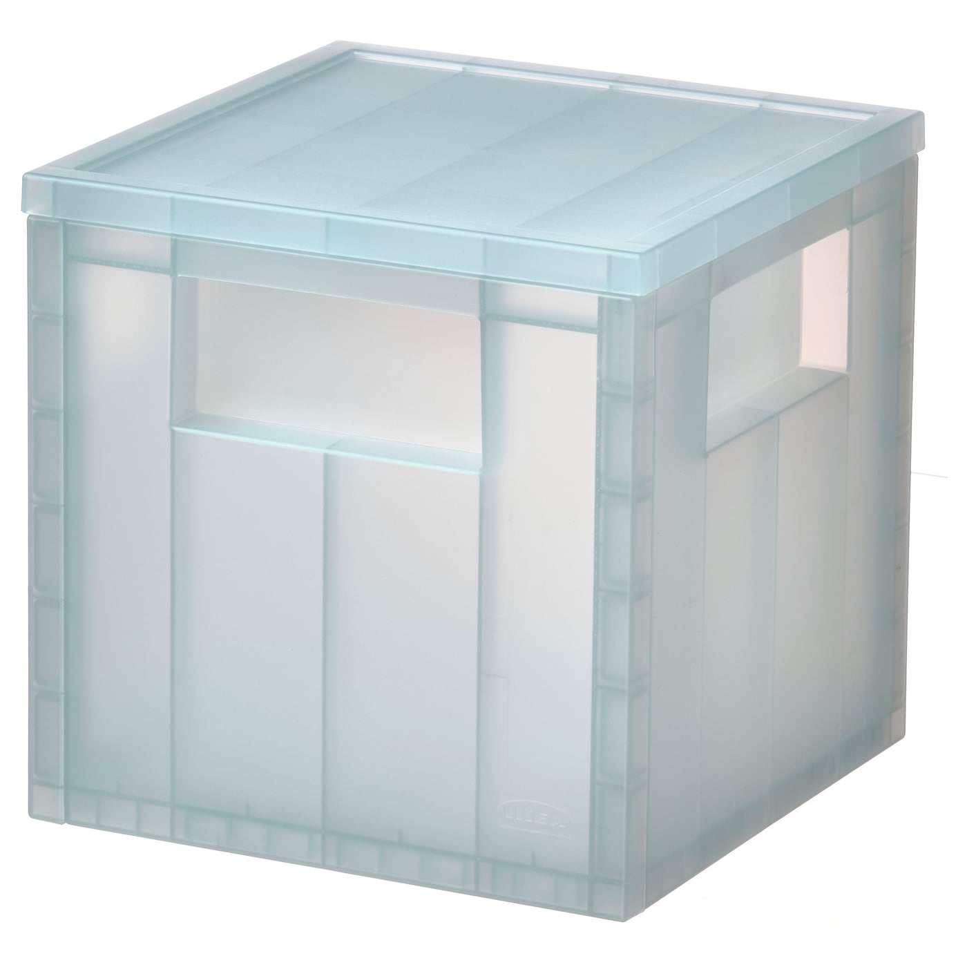 IKEA PANSARTAX pojemnik z pokrywą, przezroczysty szaroniebieski, 16.5x16.5x16.5 cm
