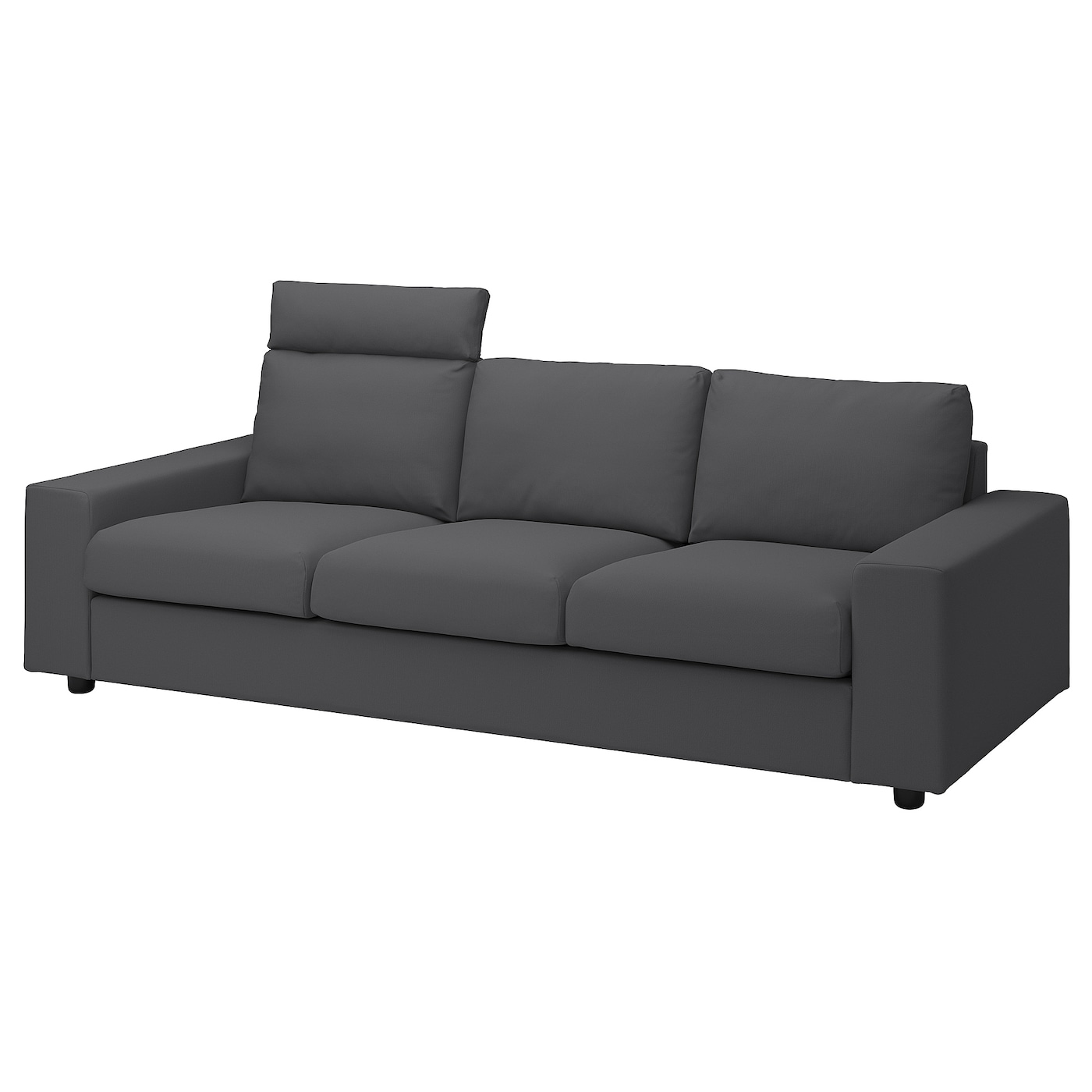 IKEA VIMLE sofa 3-osobowa, z zagłówkiem z szerokimi podłokietnikami/Hallarp szary, Wysokość z zagłówkiem: 103 cm