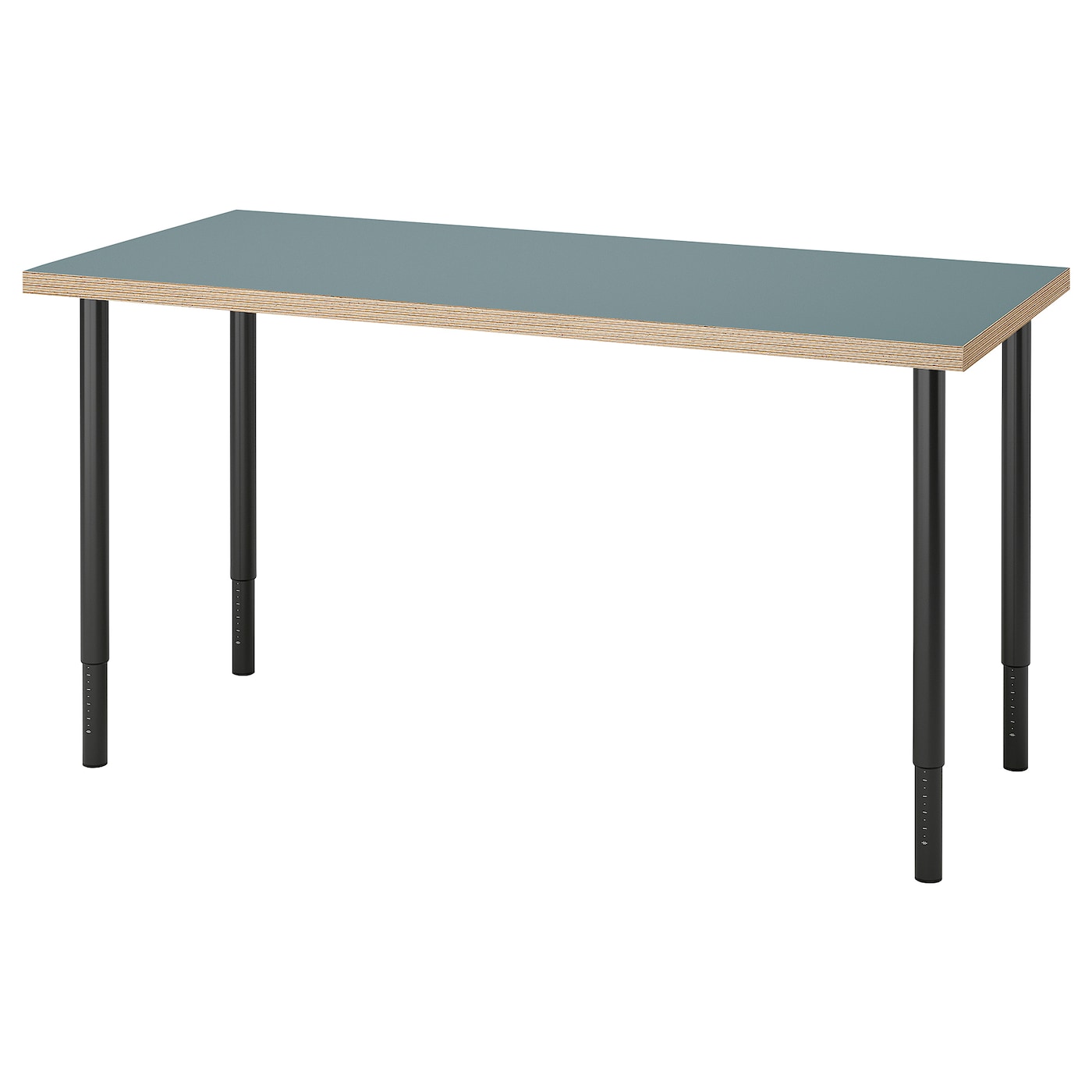IKEA LAGKAPTEN / OLOV biurko, szaroturkusowy/czarny, 140x60 cm
