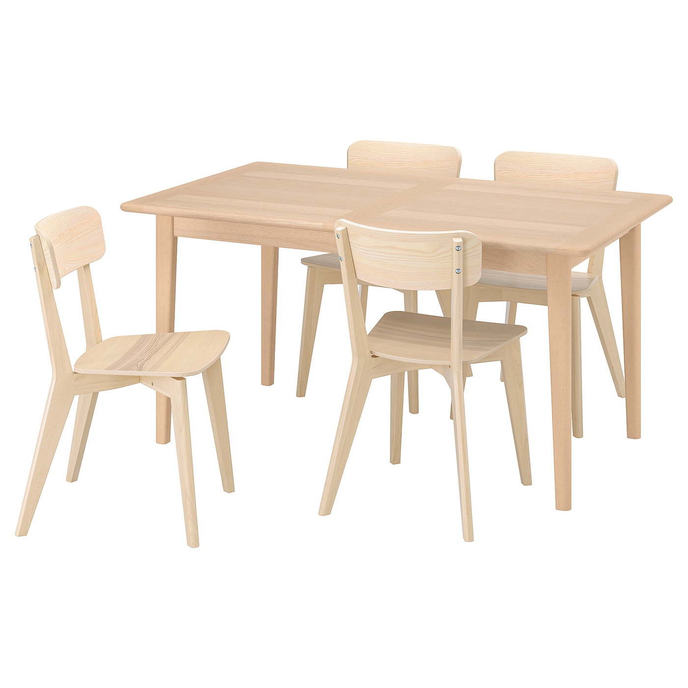 IKEA SKANSNÄS / LISABO stół i 4 krzesła, jasny buk fornir/jesion, 150/205 cm