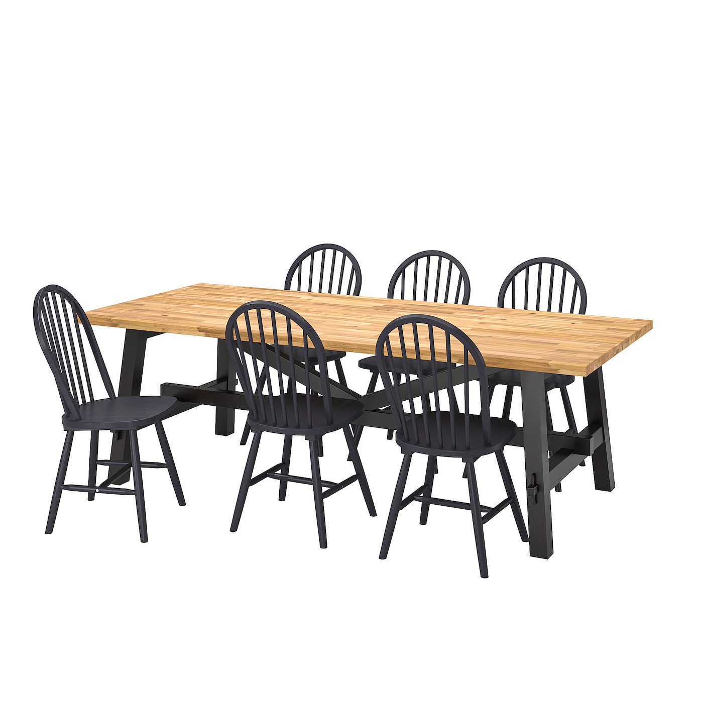 IKEA SKOGSTA / SKOGSTA stół i 6 krzeseł, akacja/czarny, 235 cm