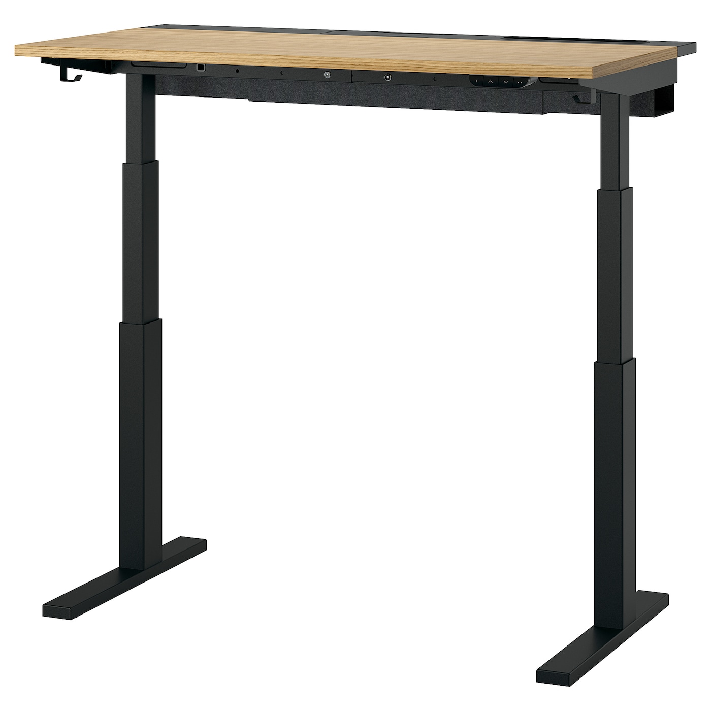 IKEA MITTZON biurko z regulacją wysokości, elektryczny okl dęb/czarny, 120x60 cm