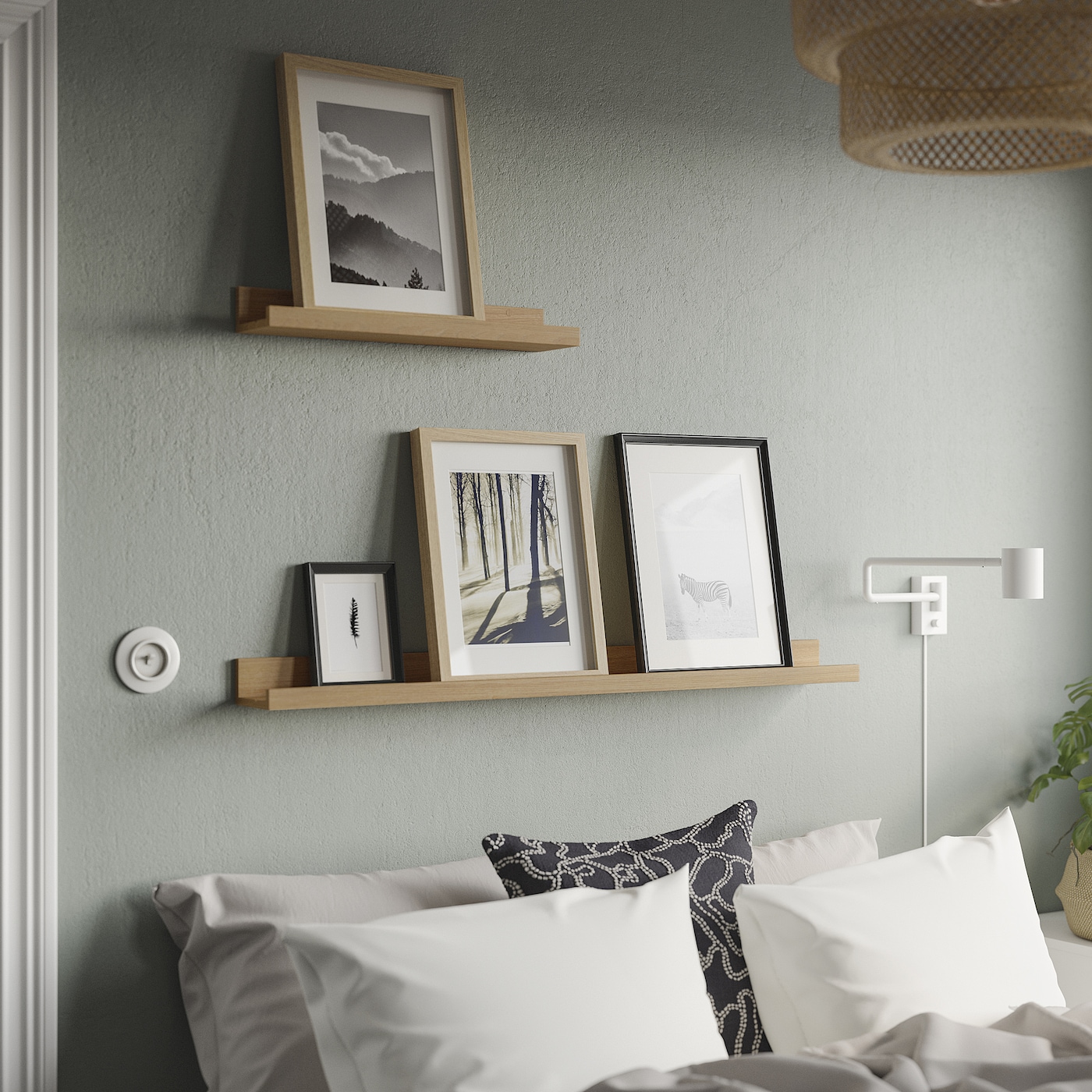IKEA MOSSLANDA półka na zdjęcia, imit. dębu, 115 cm