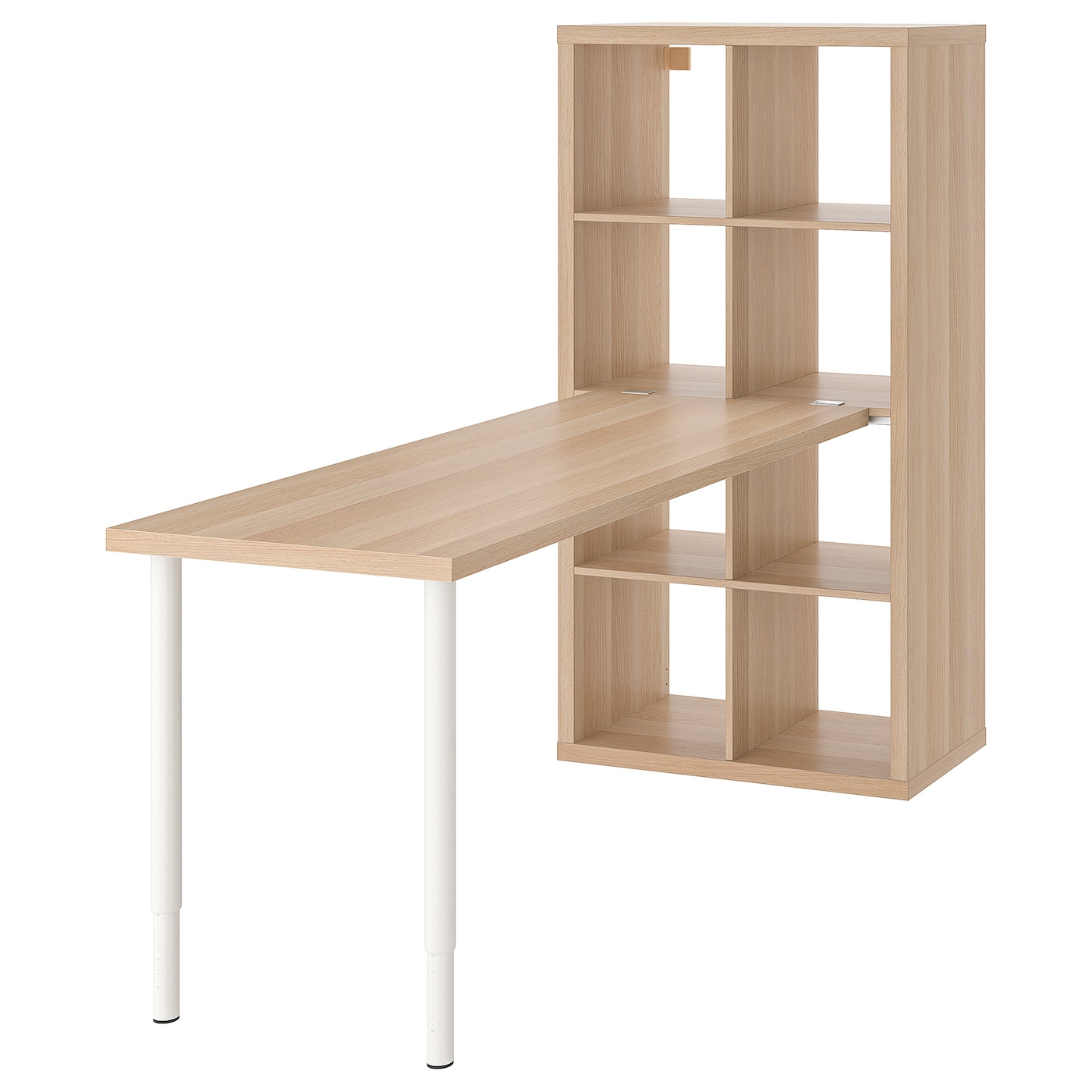 IKEA KALLAX / LAGKAPTEN biurko, biały/imitacja dębu bejcowanego na biało, 77x179x147 cm