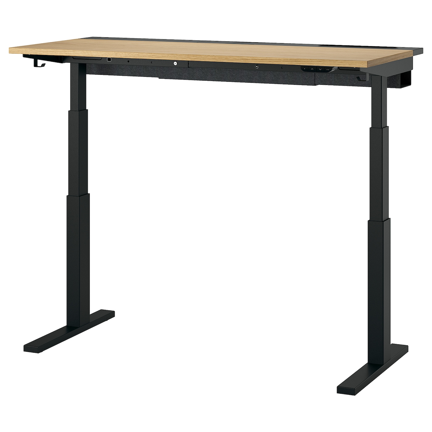 IKEA MITTZON biurko z regulacją wysokości, elektryczny okl dęb/czarny, 140x60 cm