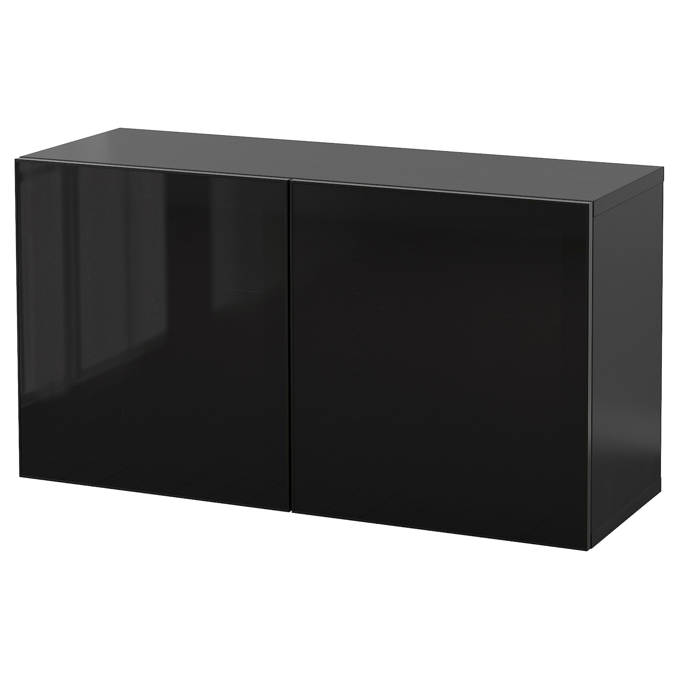 IKEA BESTÅ kombinacja szafek ściennych, czarnybrąz Glassvik/czarny szkło, 120x42x64 cm