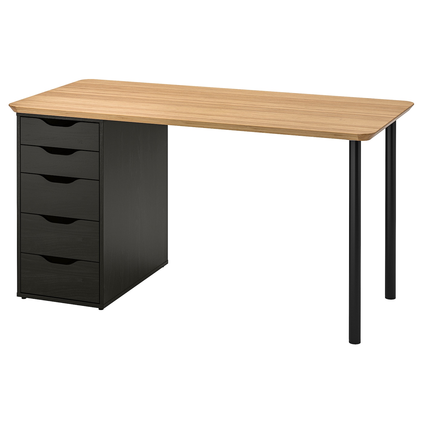 IKEA ANFALLARE / ALEX biurko, bambus/czarnybrąz, 140x65 cm