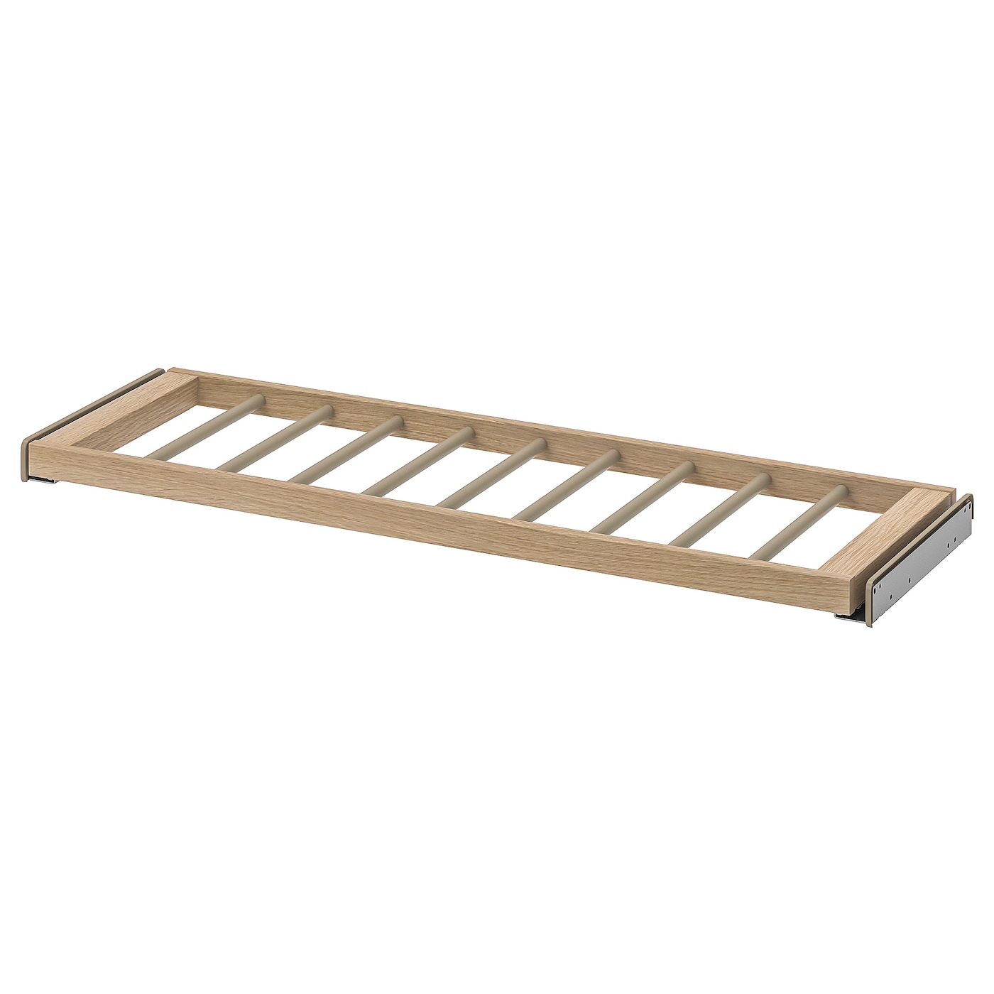 IKEA KOMPLEMENT wysuwany wieszak na spodnie, imitacja dębu bejcowanego na biało, 100x35 cm