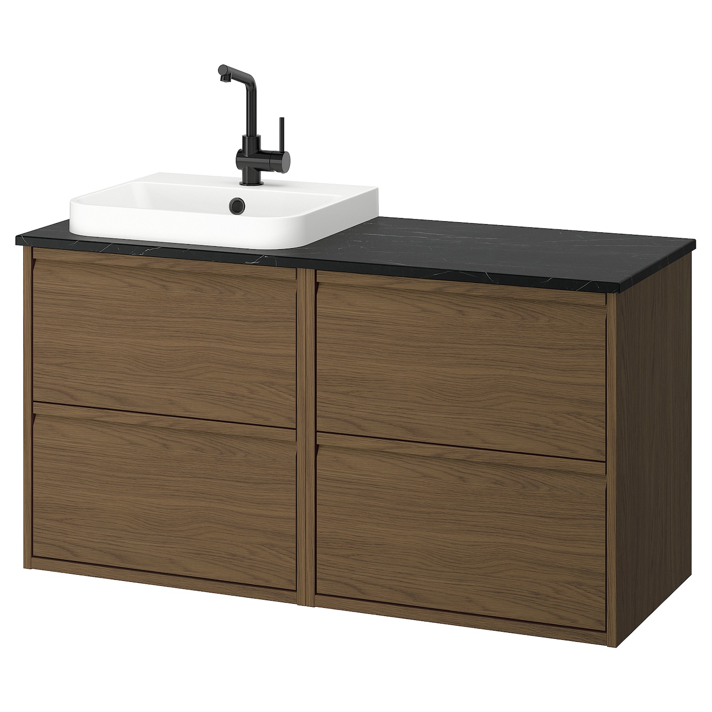 IKEA ÄNGSJÖN / BACKSJÖN szafka pod umyw/umywalka/bateria, brązowy imit. dębu, 122x49x71 cm
