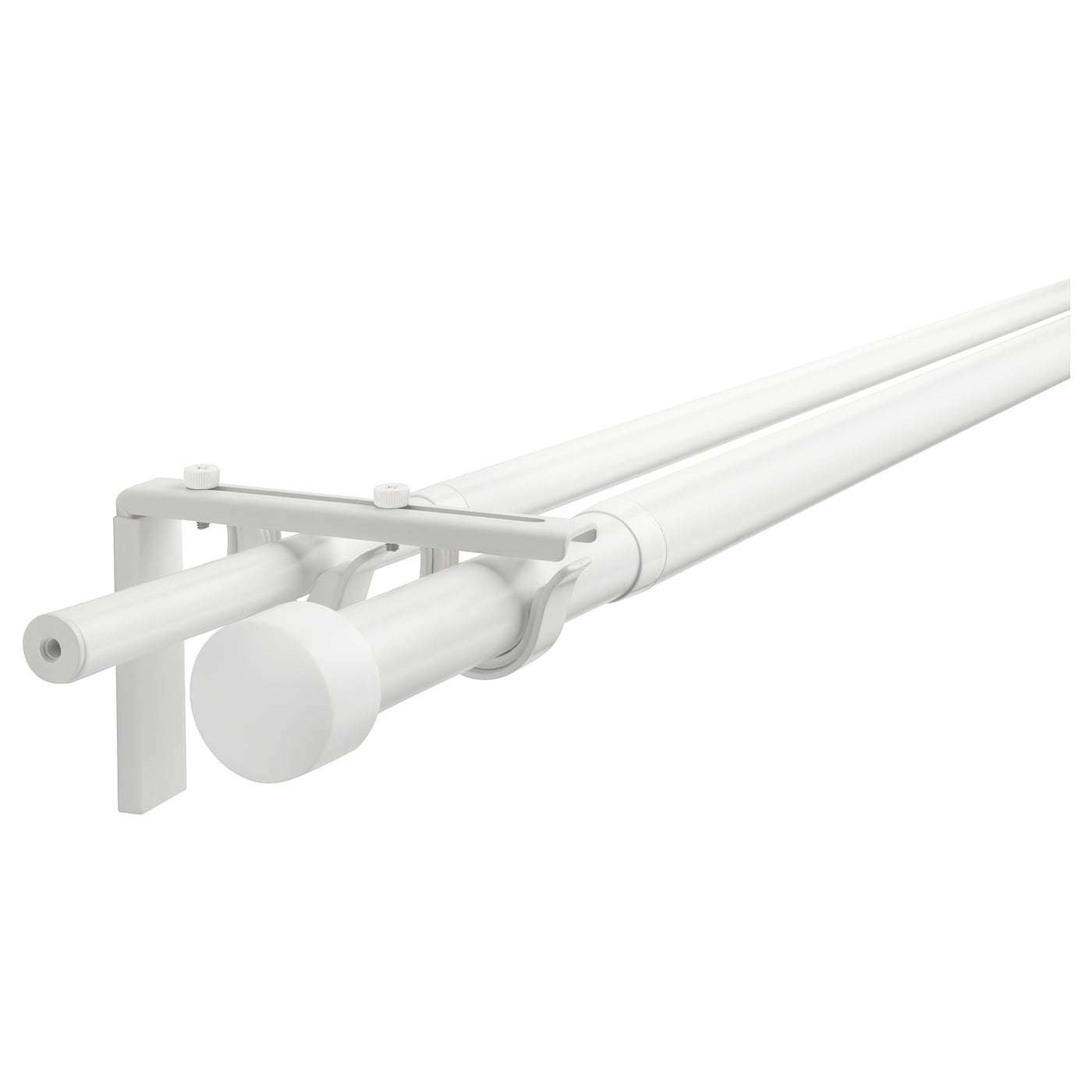 IKEA RÄCKA / HUGAD kombinacja/podwójny karnisz, biały, 120-210 cm