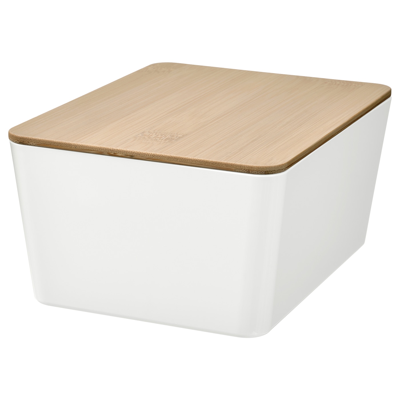 IKEA KUGGIS pojemnik z pokrywką, biały/bambus, 13x18x8 cm
