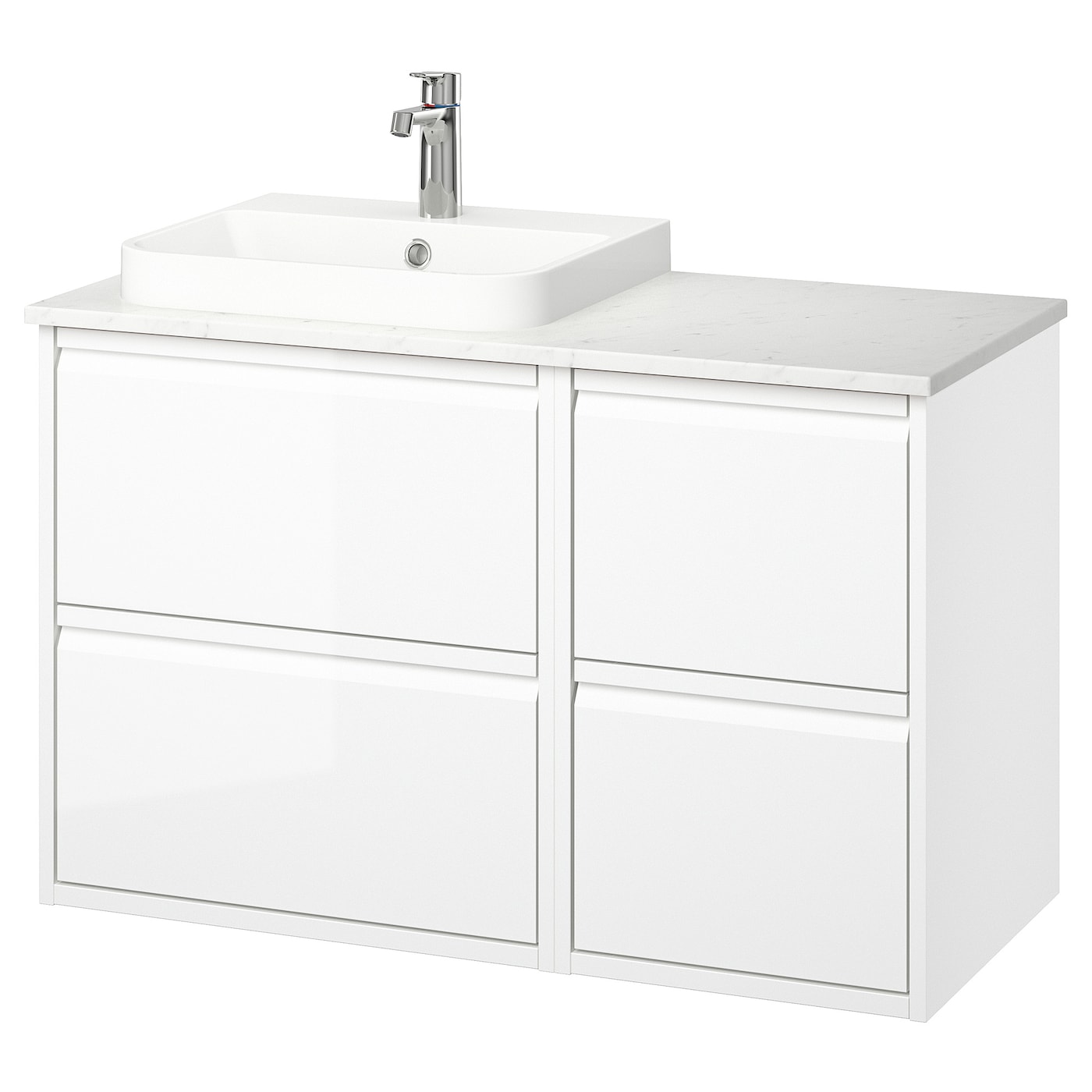 IKEA ÄNGSJÖN / BACKSJÖN szafka pod umyw/umywalka/bateria, połysk biały, 102x49x71 cm