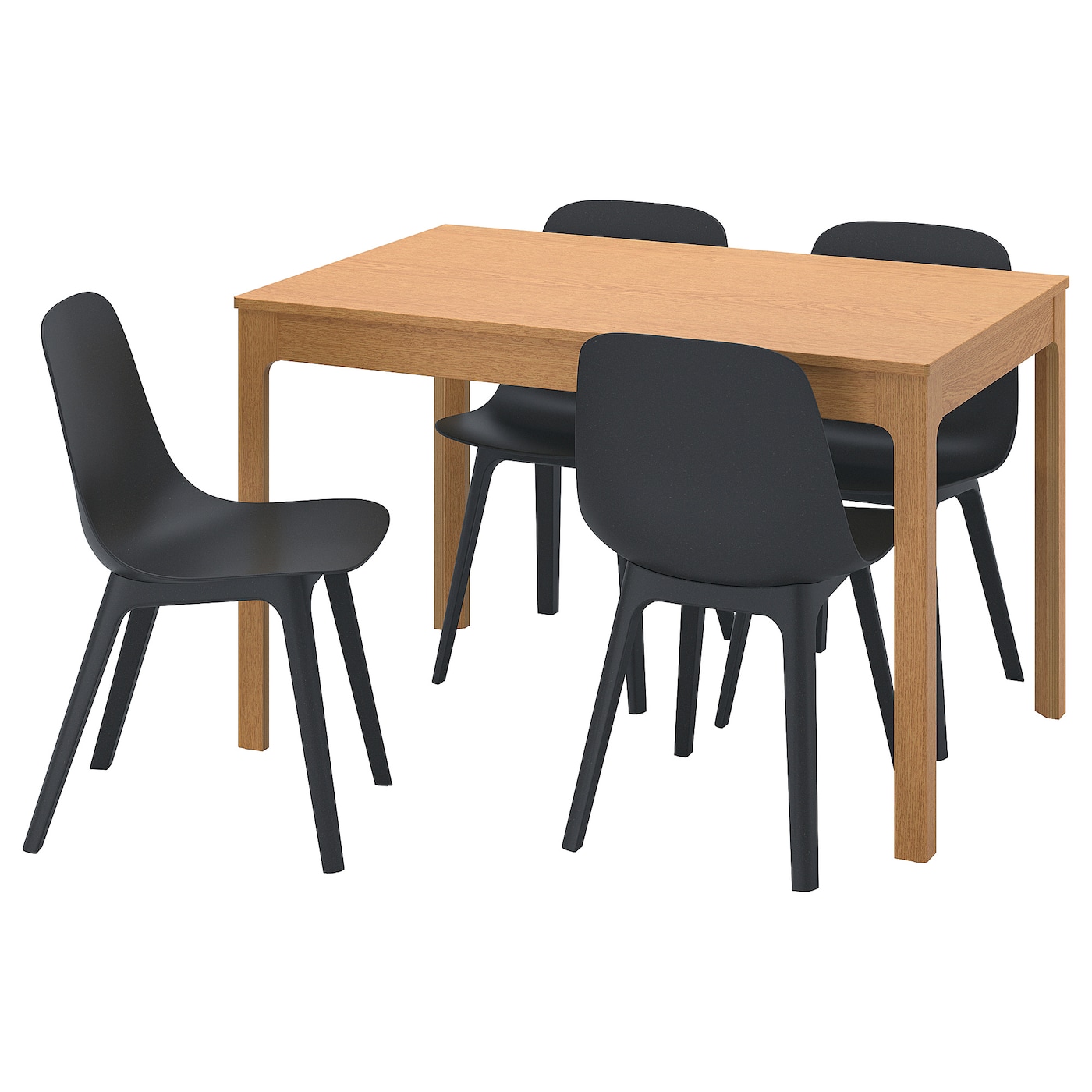 IKEA EKEDALEN / ODGER stół i 4 krzesła, dąb/antracyt, 120/180 cm