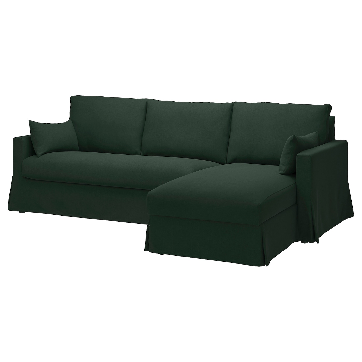 IKEA HYLTARP sofa 3o z szezlongiem, prawy, Tallmyra ciemnozielony, Wysokość z poduchami oparcia: 91 cm