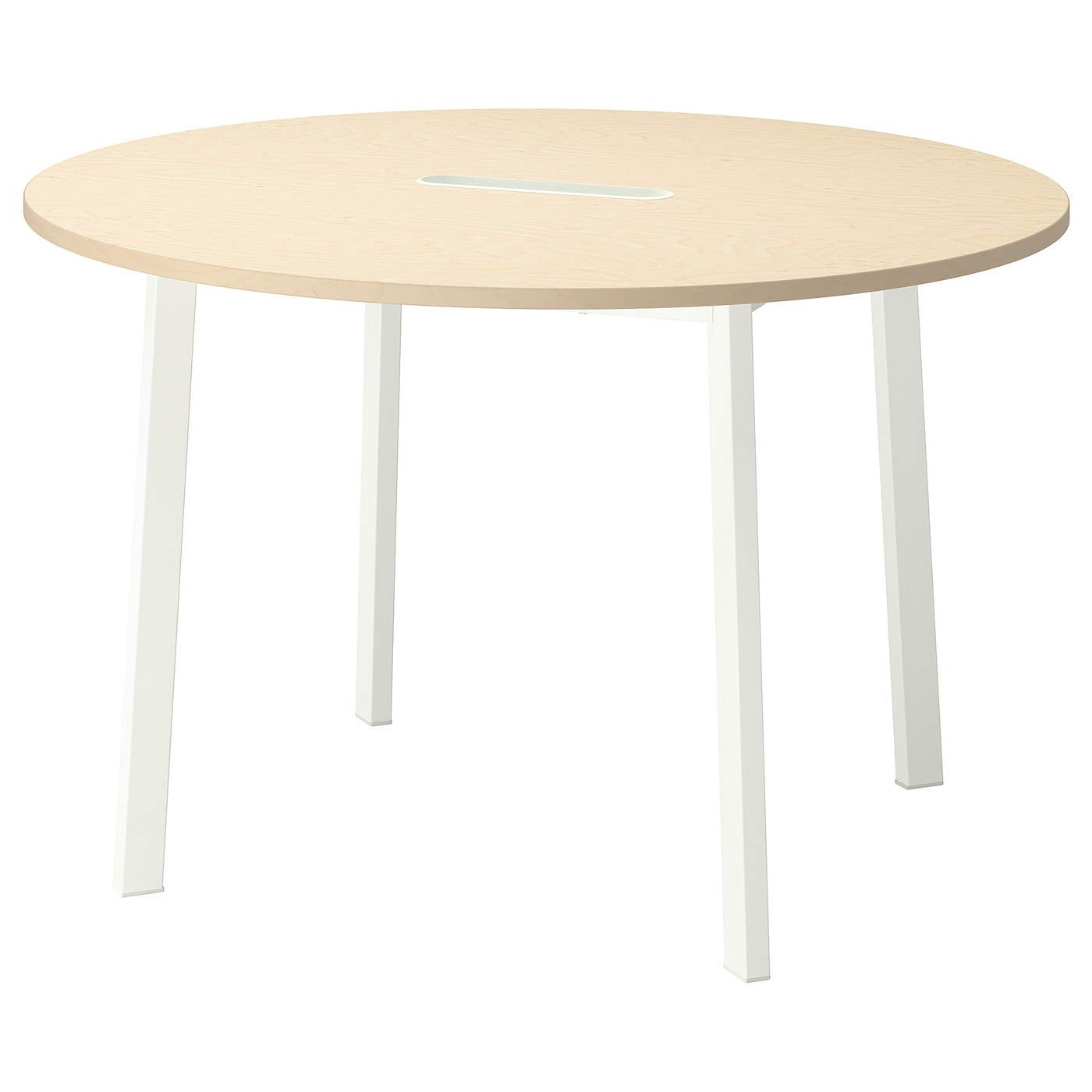 IKEA MITTZON stół konferencyjny, okrągły okl brzoz/biały, 120x75 cm