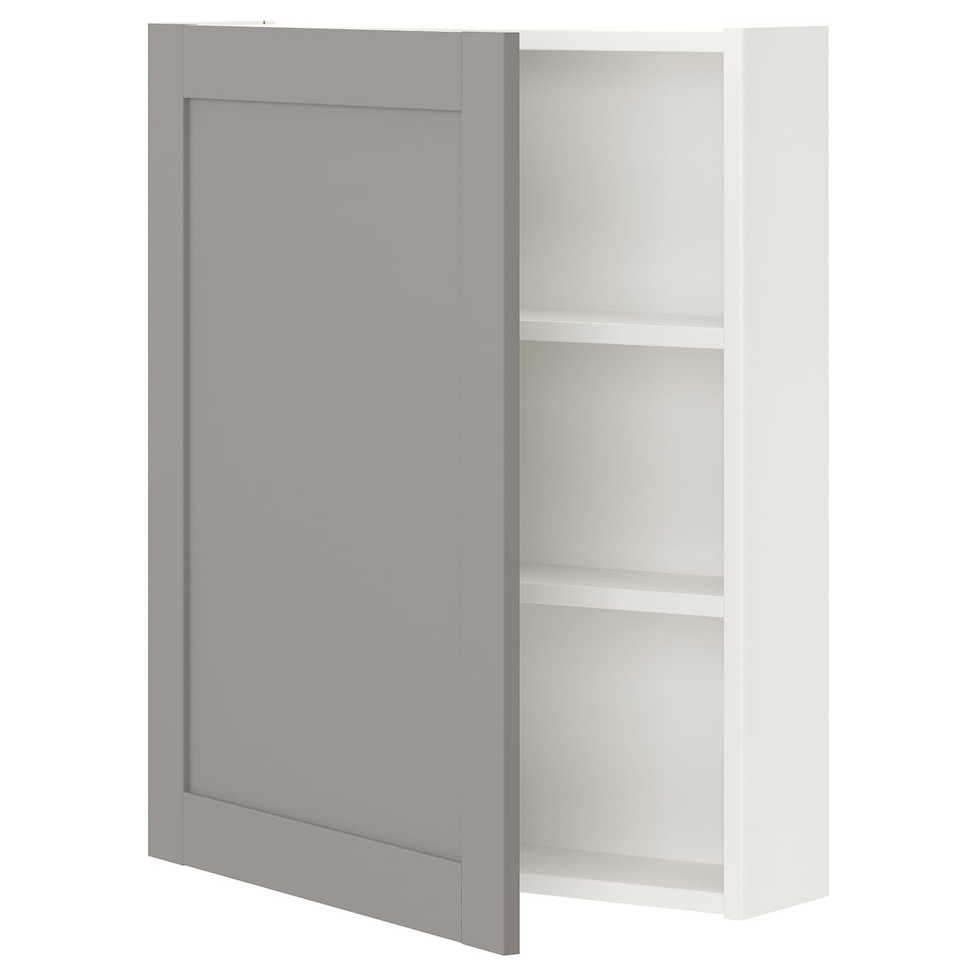 IKEA ENHET szafka wisząca 2półki/drzwi, biały/szary rama, 60x17x75 cm
