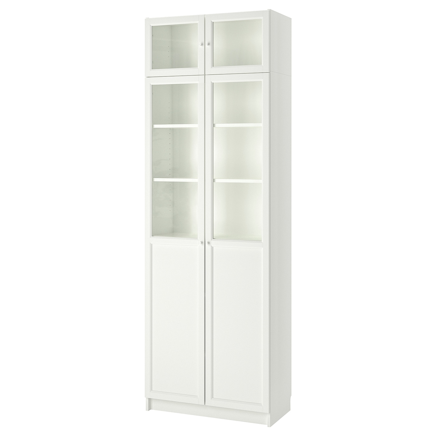 IKEA BILLY / OXBERG reg na książki z nadst/drz pan/szkl, biały/szkło, 80x41x237 cm