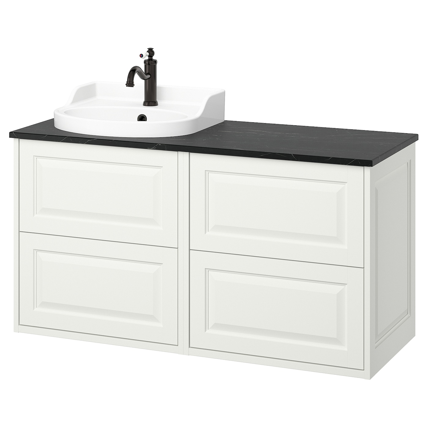 IKEA TÄNNFORSEN / RUTSJÖN szafka pod umyw/umywalka/bateria, biały, 122x49x76 cm